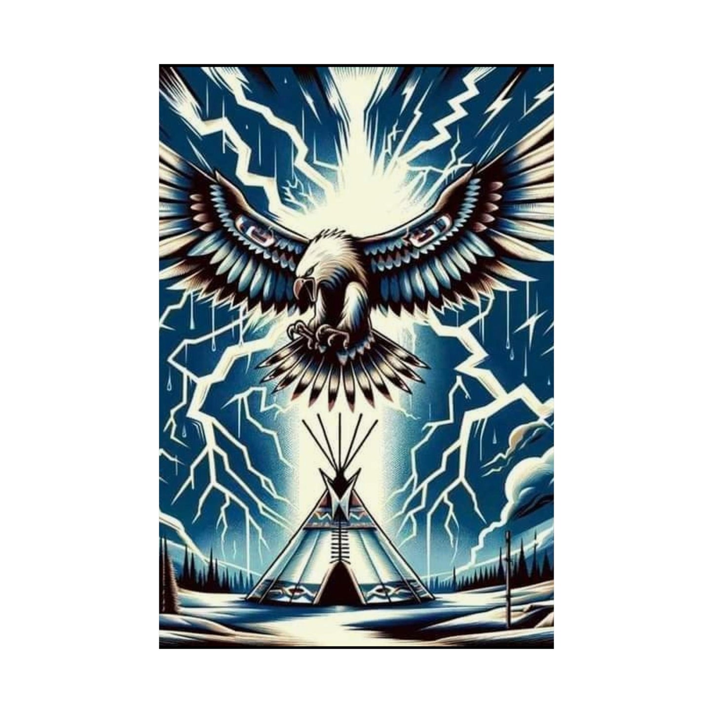 Eagle over teepee Matte Vertical Posters
