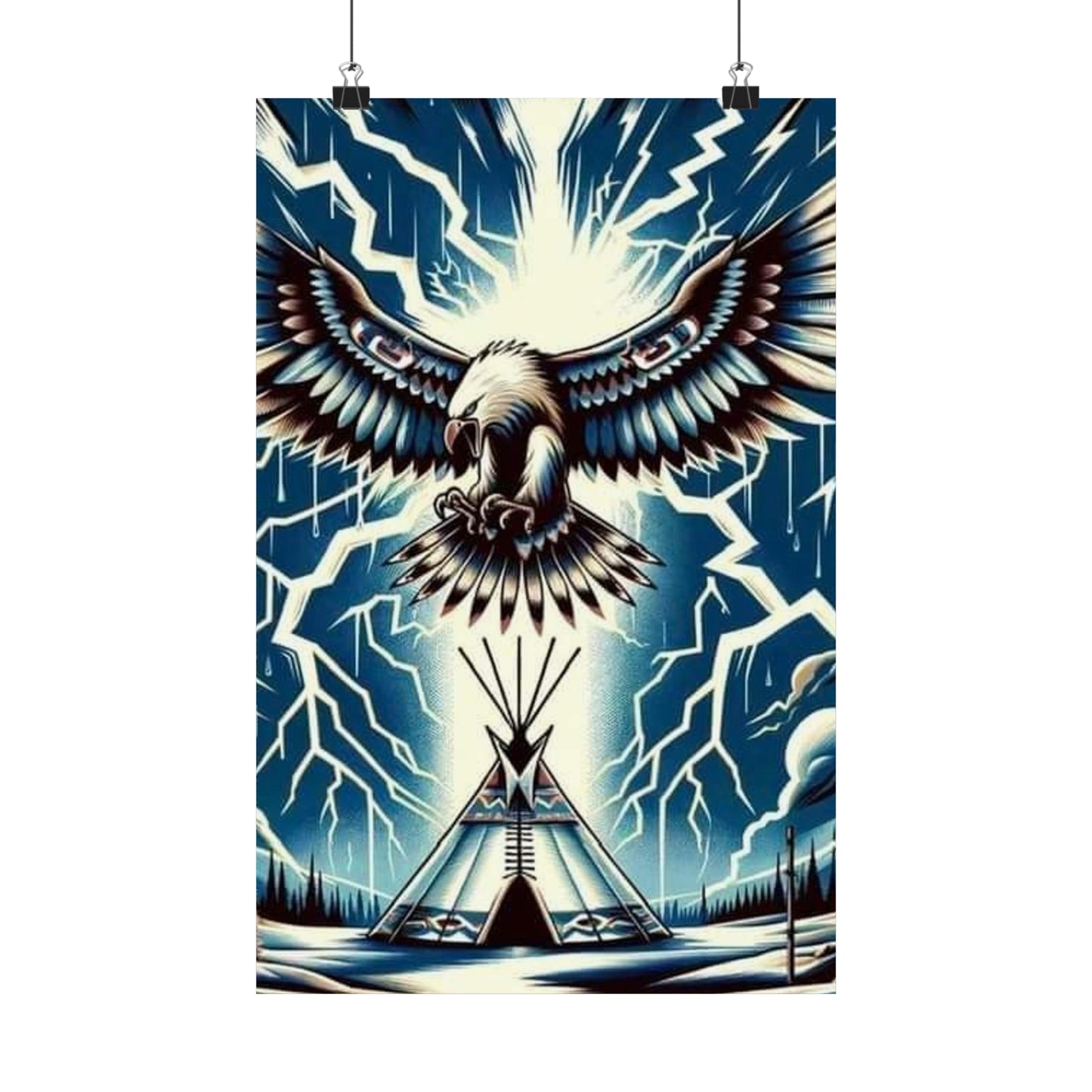Eagle over teepee Matte Vertical Posters
