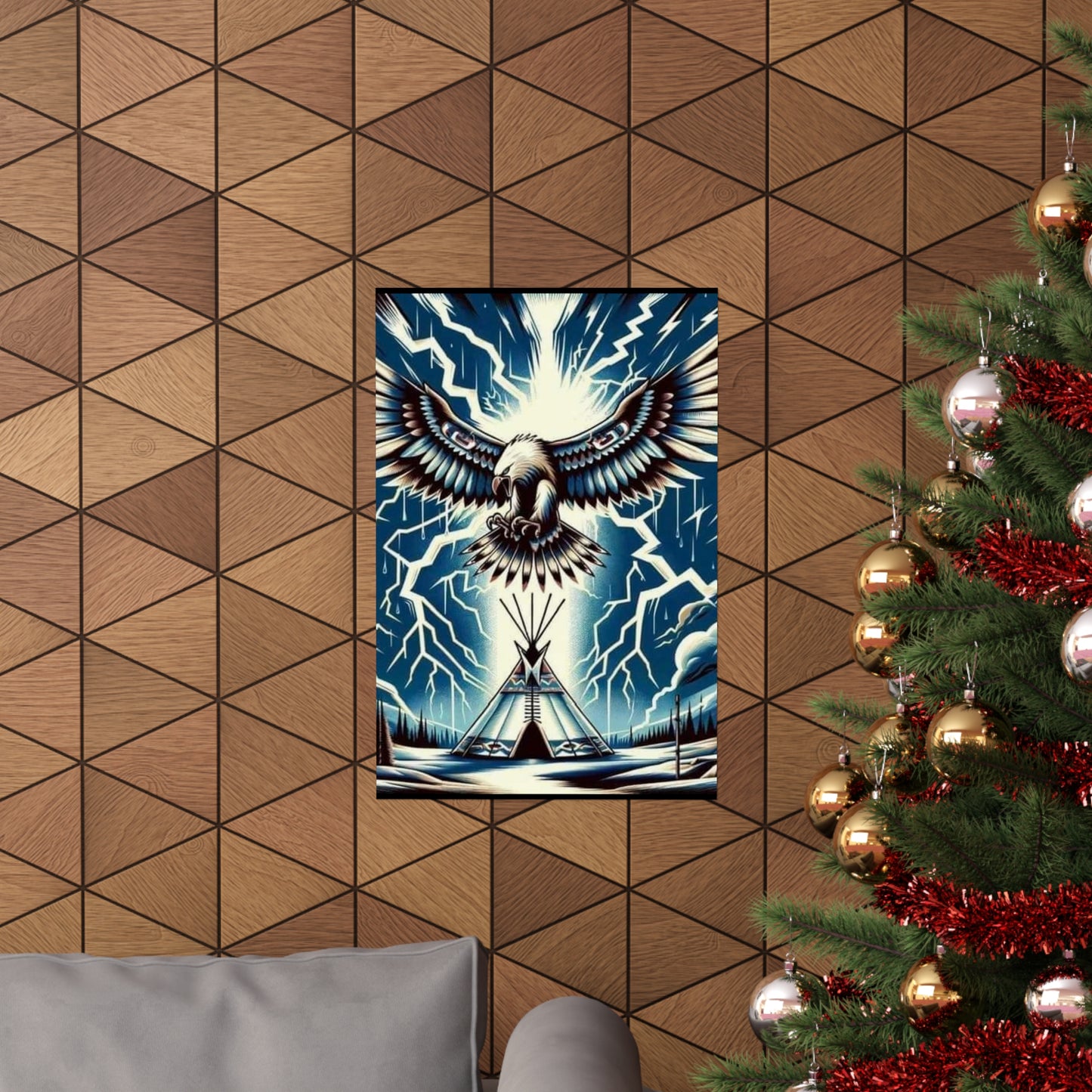 Eagle over teepee Matte Vertical Posters