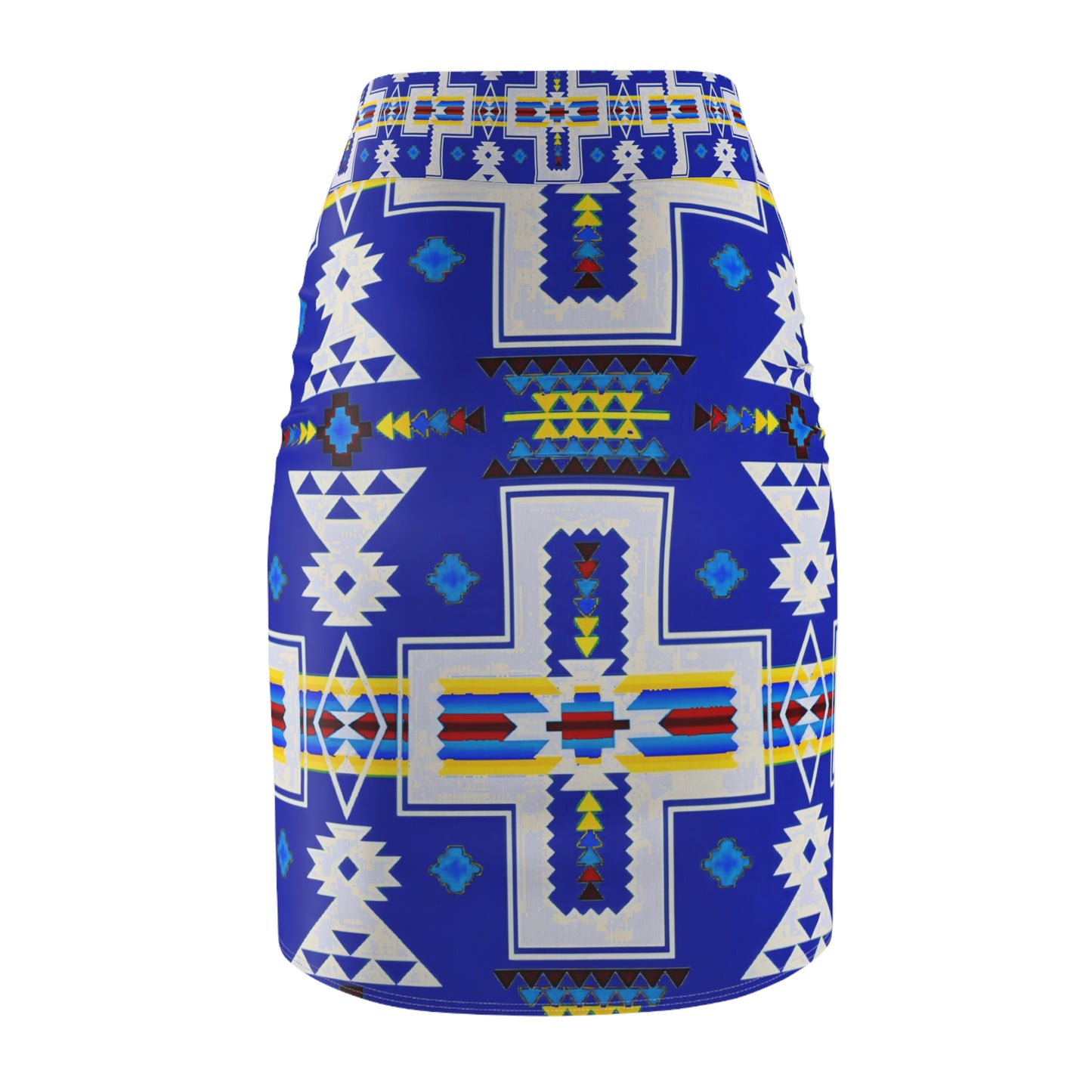 Blue native print Women's Pencil Skirt (AOP)