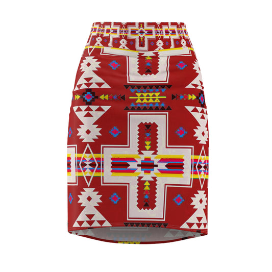 Red native print Women's Pencil Skirt (AOP)
