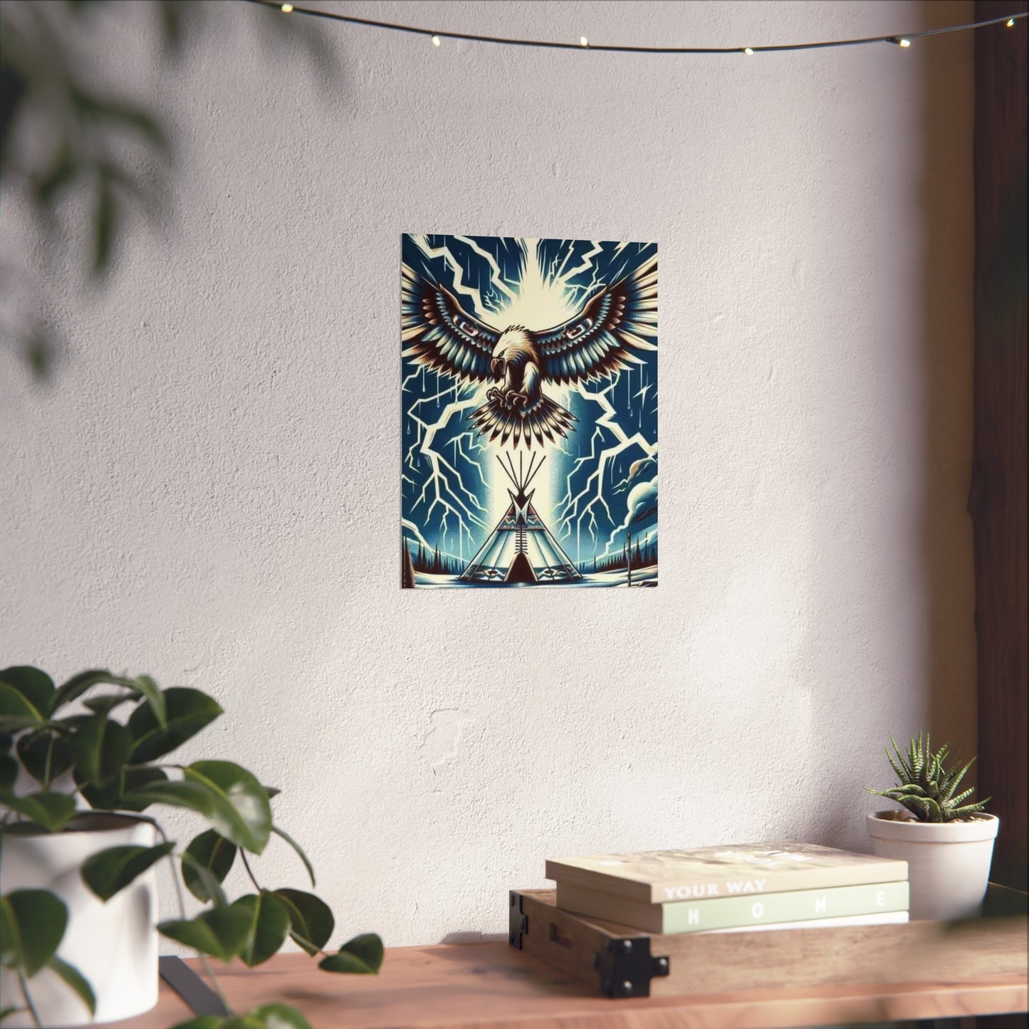 Eagle over teepee Matte Vertical Posters