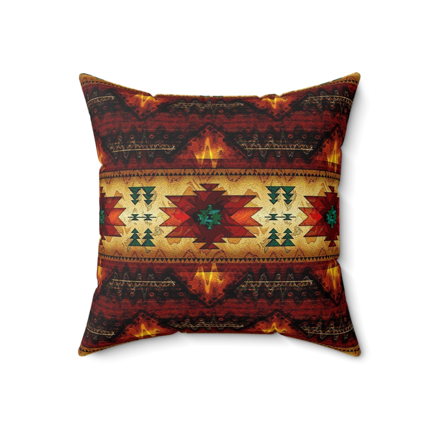 Spun indigenous print Polyester Square Pillow