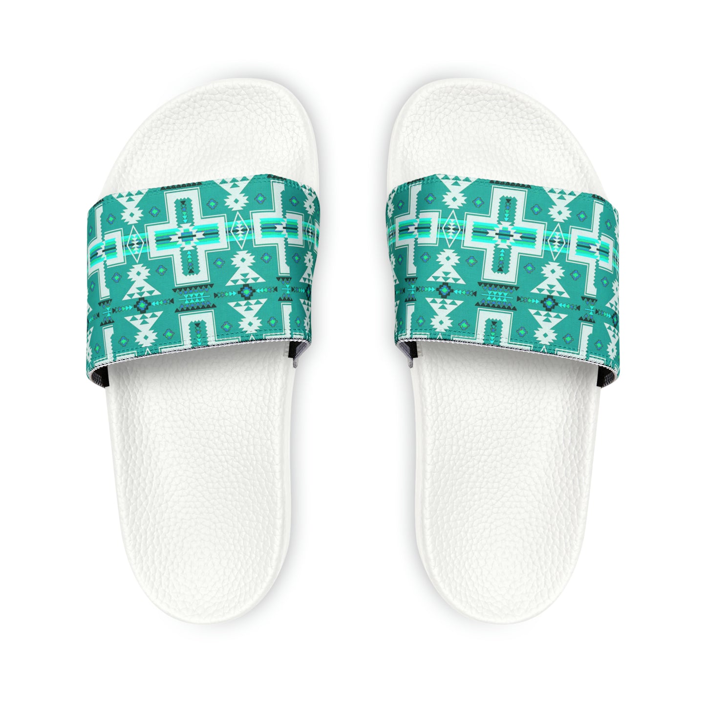 Turquoise native print Women's PU Slide Sandals