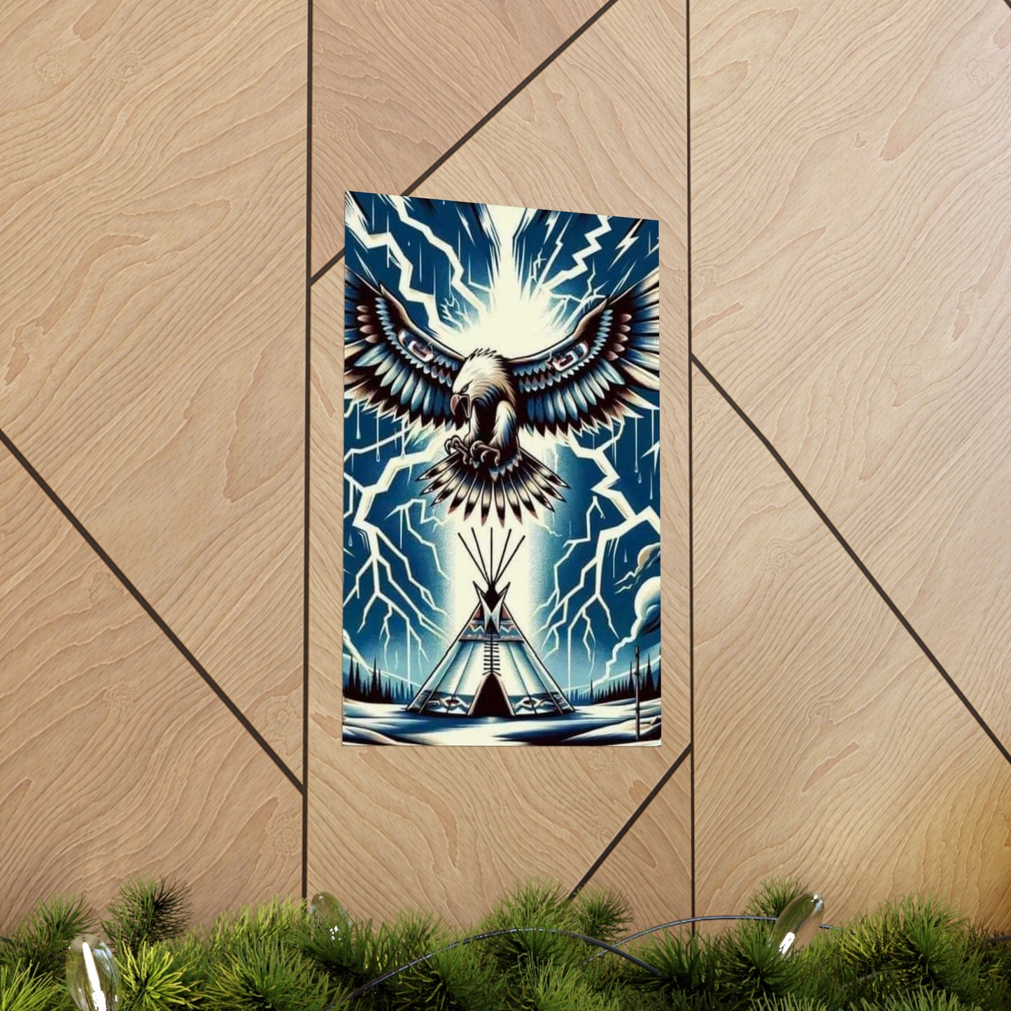 Eagle over teepee Matte Vertical Posters