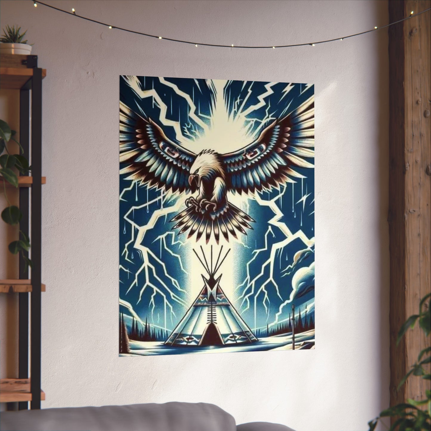Eagle over teepee Matte Vertical Posters