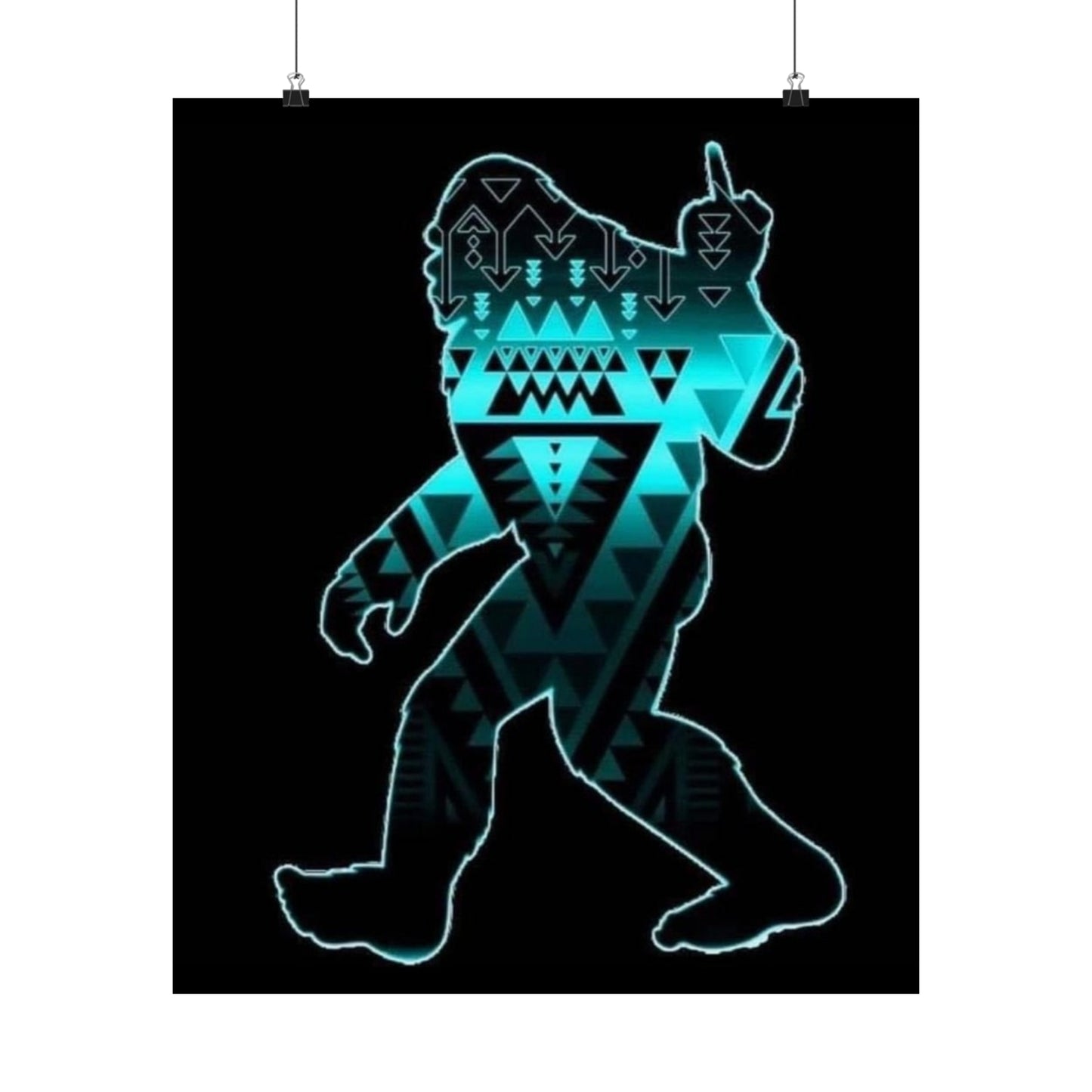 Sasquatch flipping the bird Matte Vertical Posters
