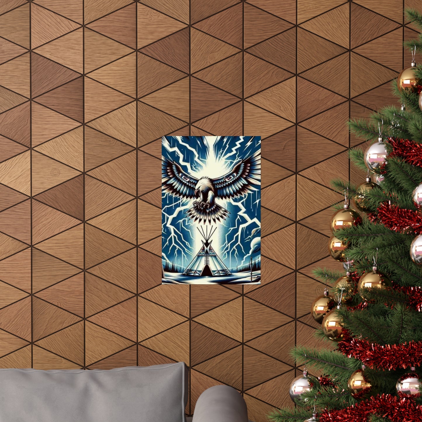 Eagle over teepee Matte Vertical Posters