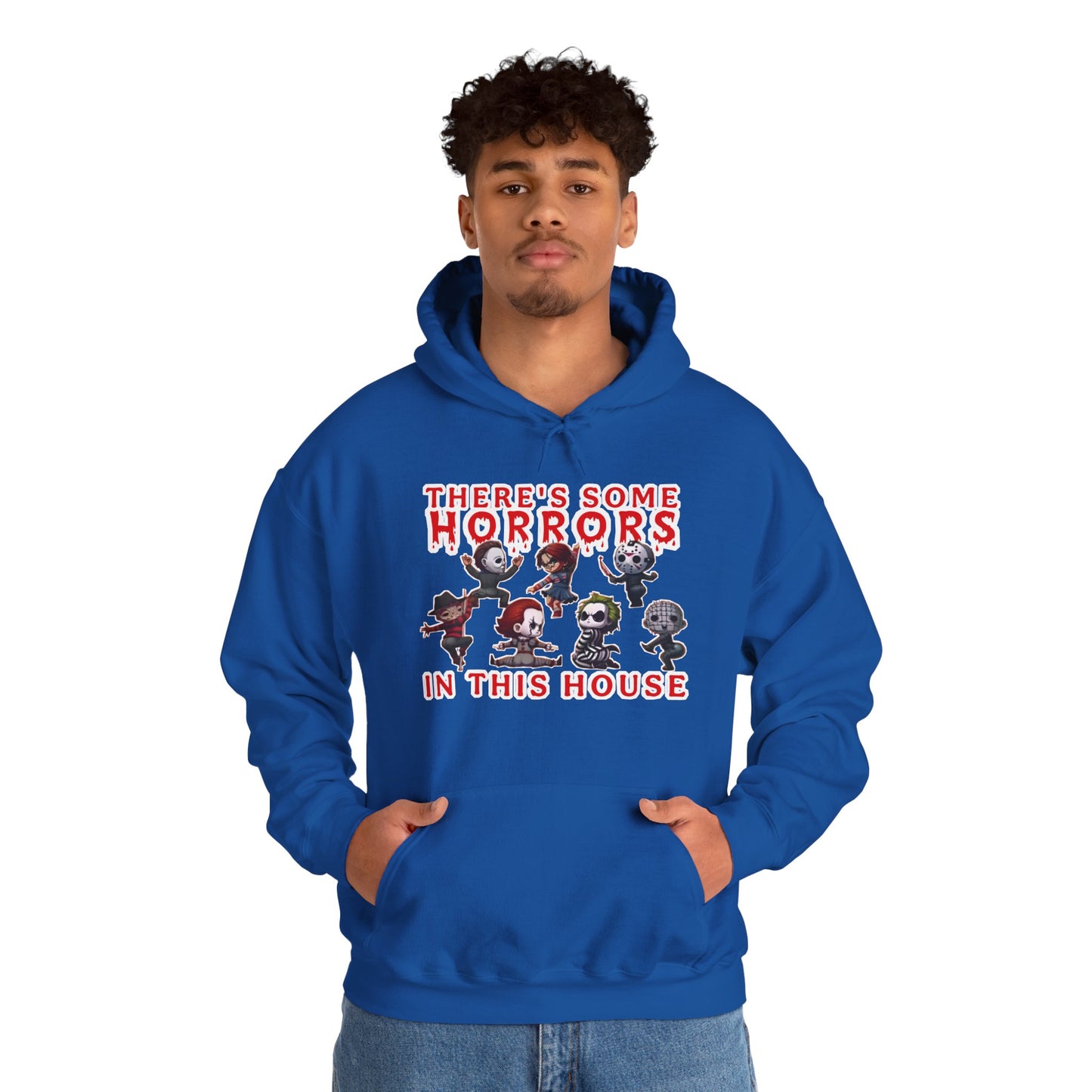 There's some horrors in this house Unisex Hoodie: Perfect for Fans of Spooky Vibes, Halloween, and Cozy Nights, Gifts for Horror Lovers, Fun Apparel