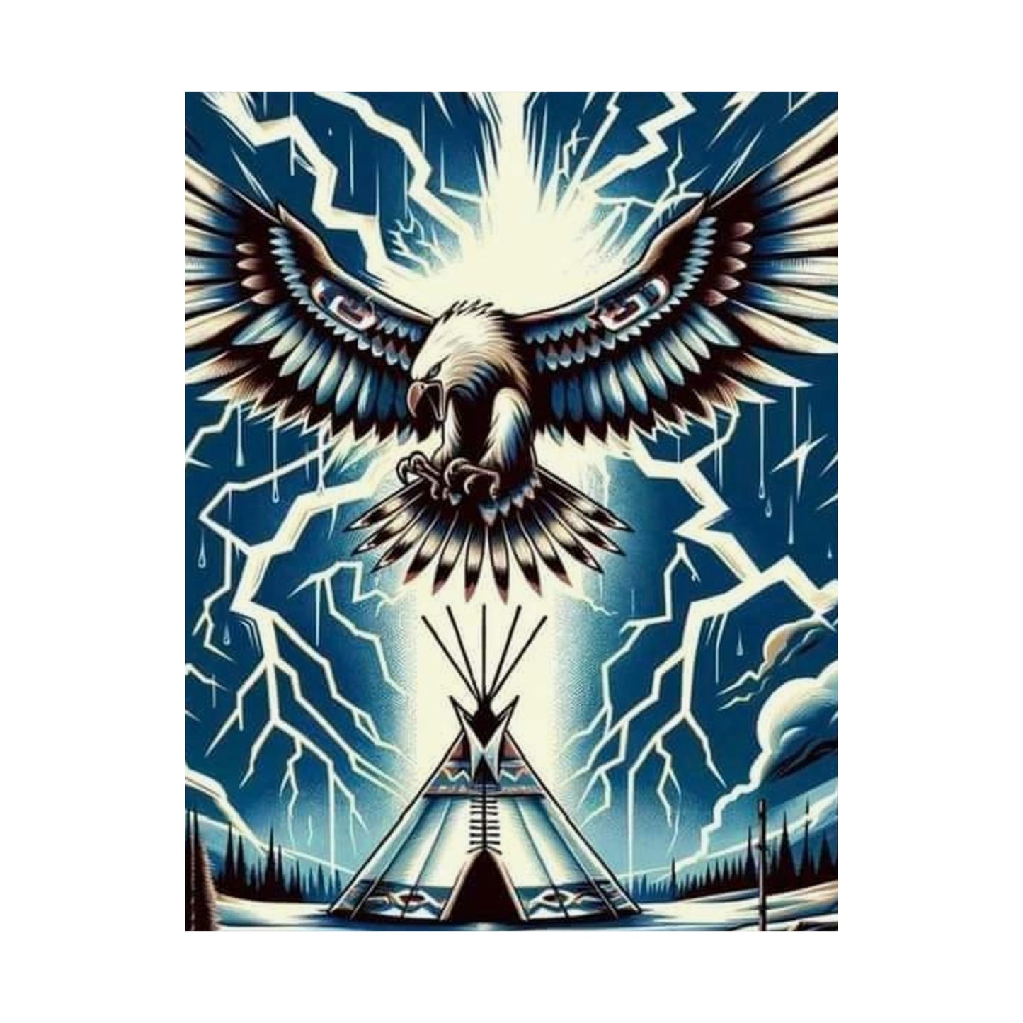 Eagle over teepee Matte Vertical Posters