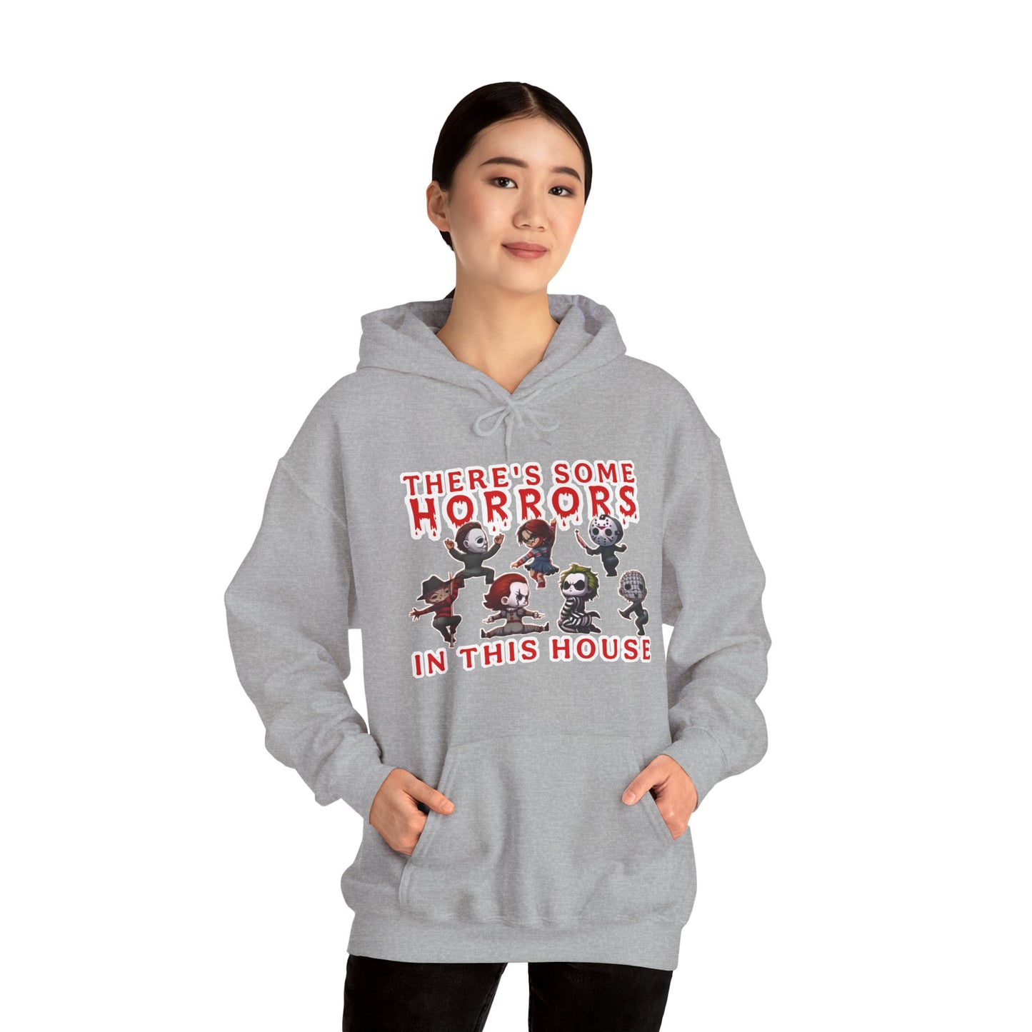 There's some horrors in this house Unisex Hoodie: Perfect for Fans of Spooky Vibes, Halloween, and Cozy Nights, Gifts for Horror Lovers, Fun Apparel