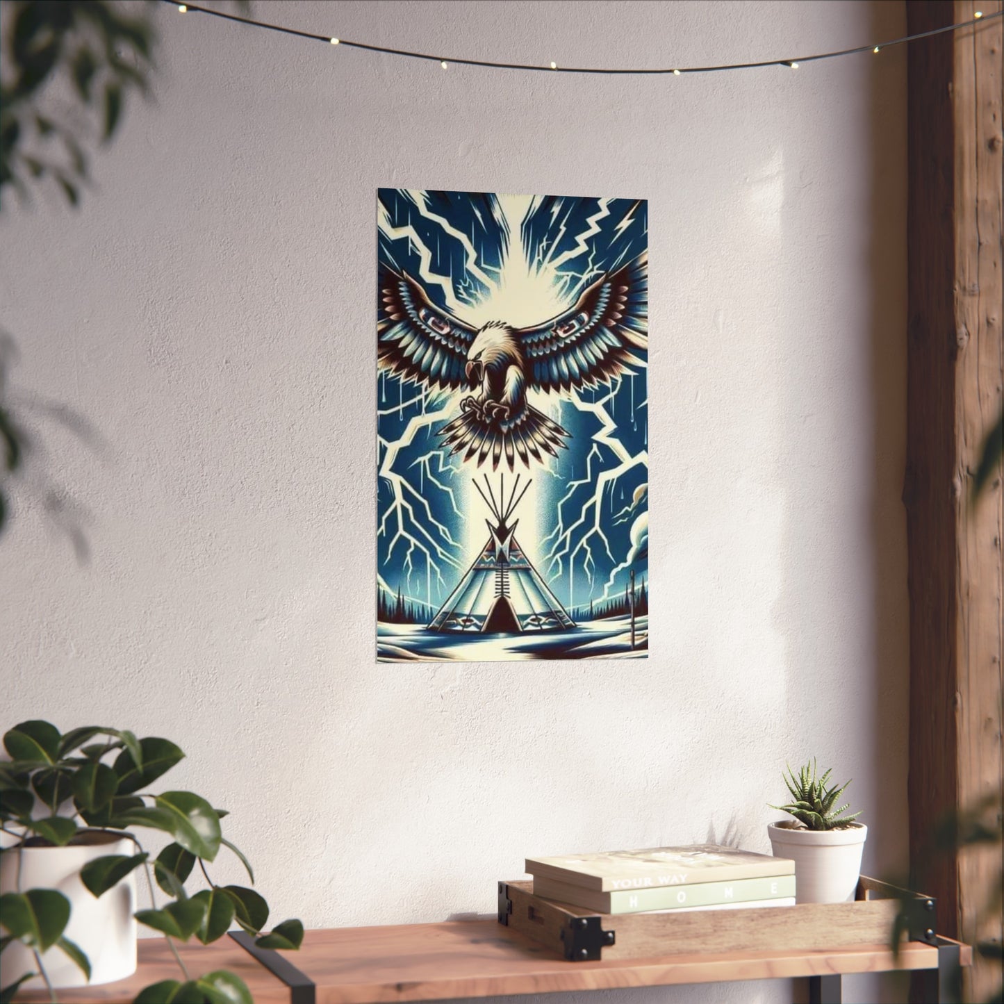 Eagle over teepee Matte Vertical Posters