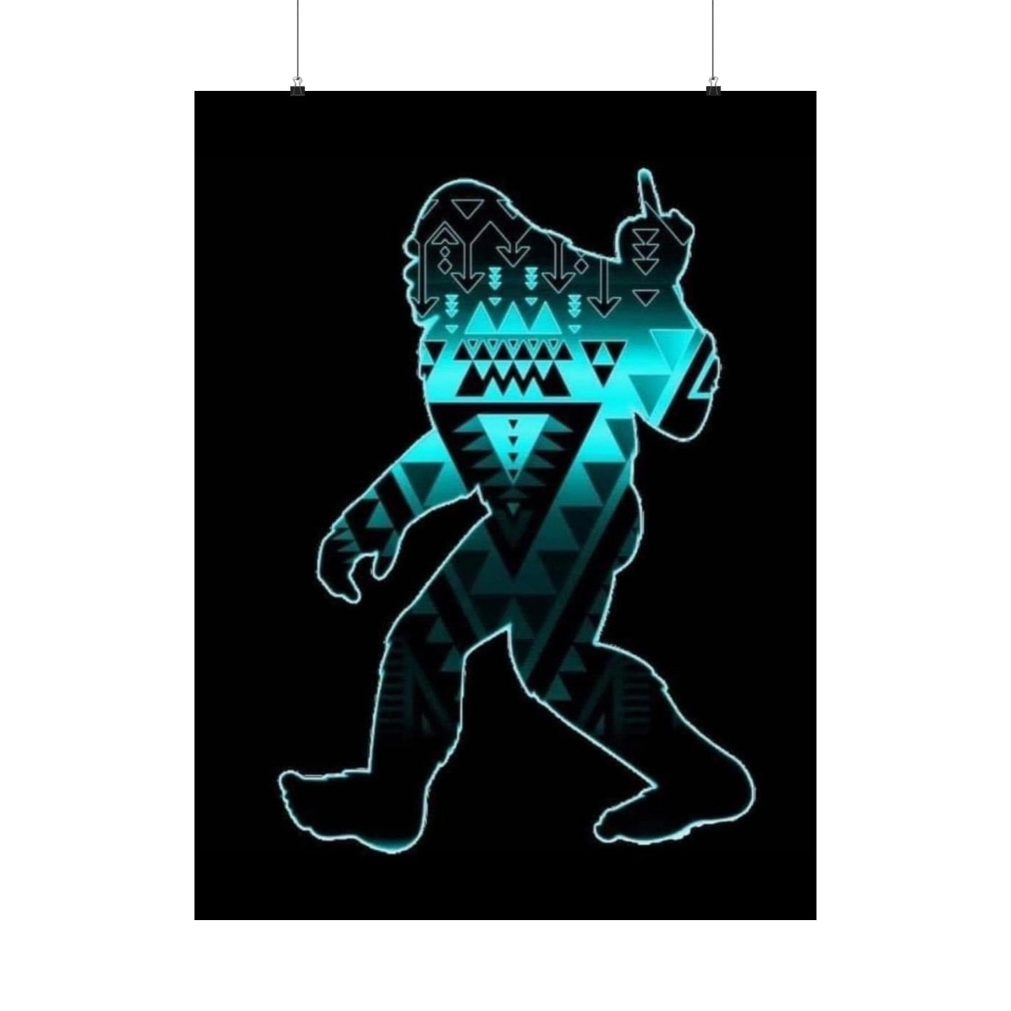 Sasquatch flipping the bird Matte Vertical Posters