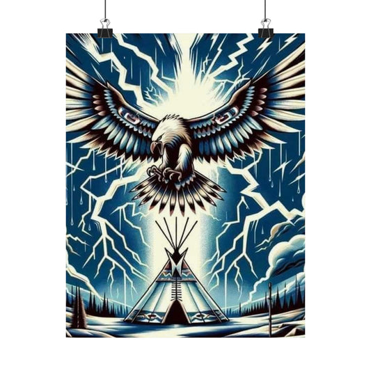 Eagle over teepee Matte Vertical Posters