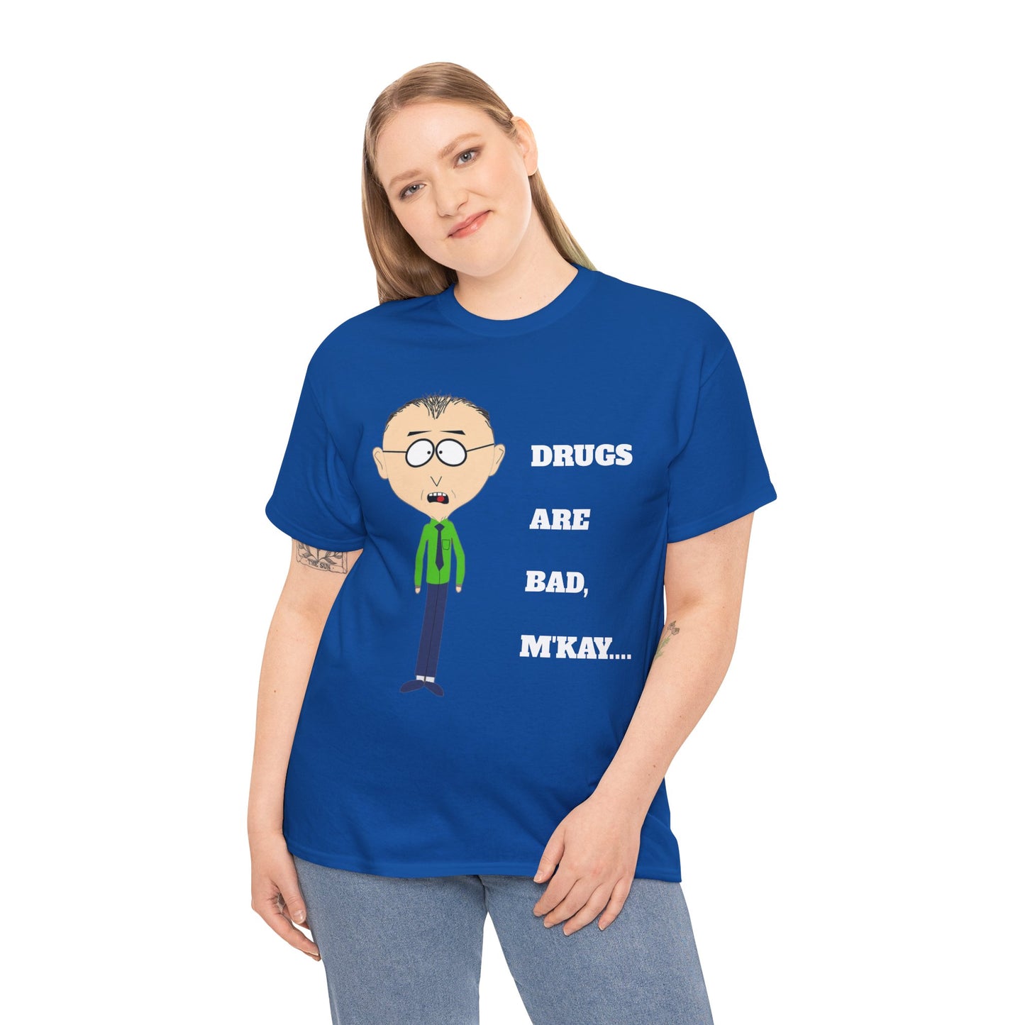 Drugs are bad, m'kay Unisex Heavy Cotton Tee