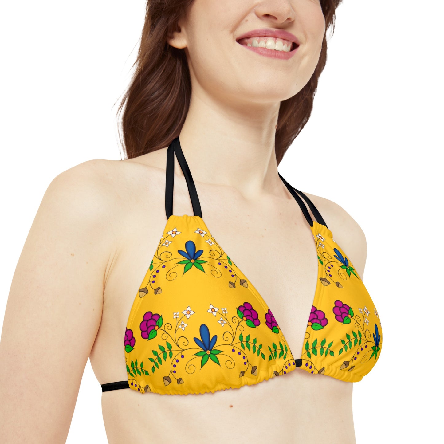 Indigenous Floral Strappy Bikini Set (AOP)