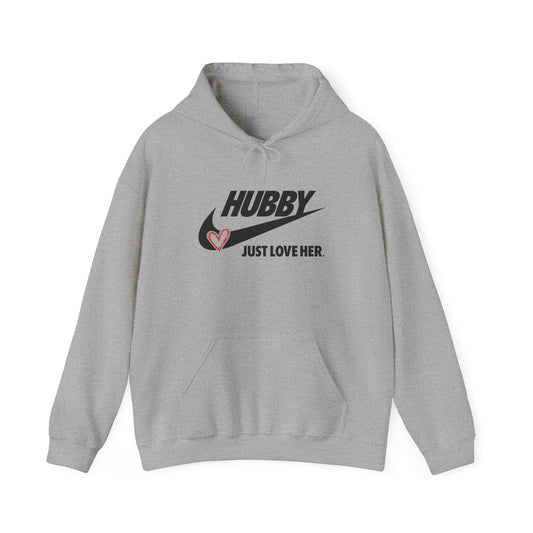 Hubby: Just Love Her Unisex Heavy Blend™ Hooded Sweatshirt