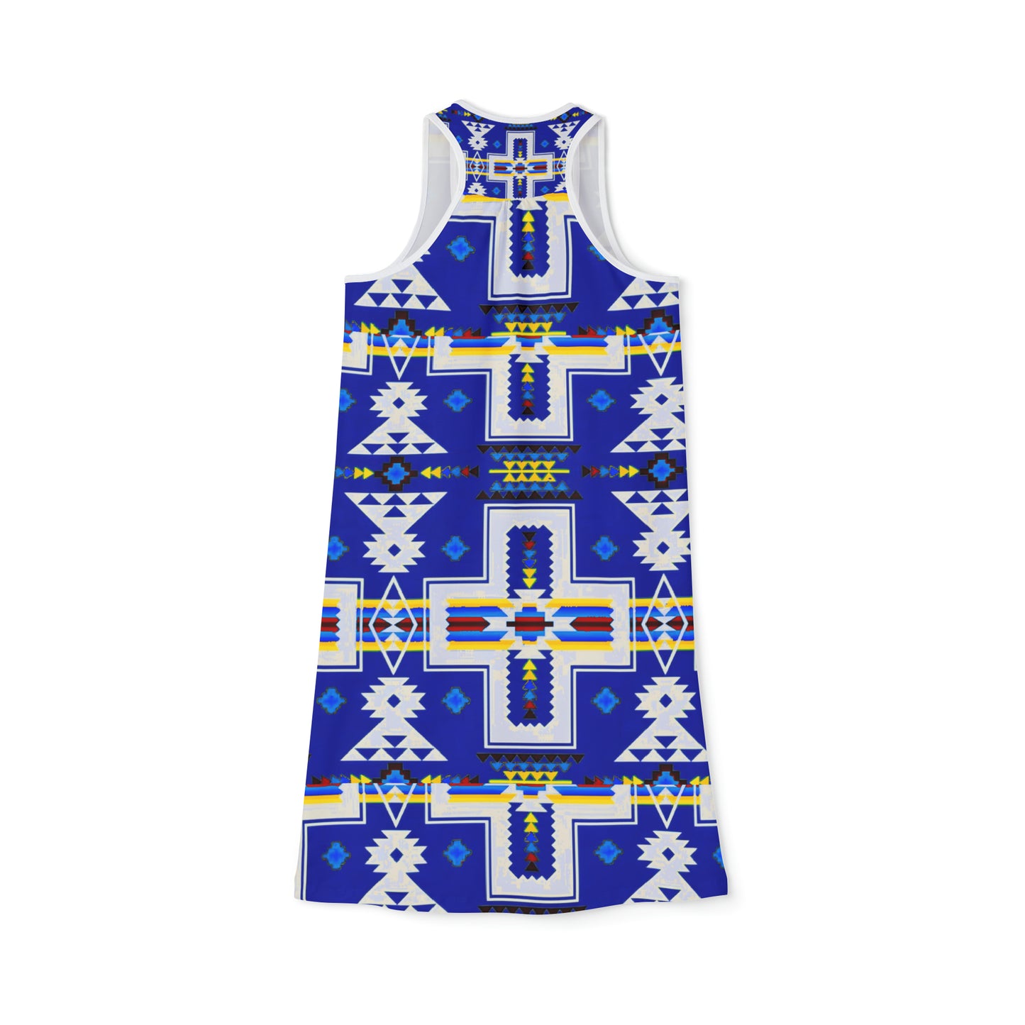 Blue native print Women's Racerback Dress (AOP)