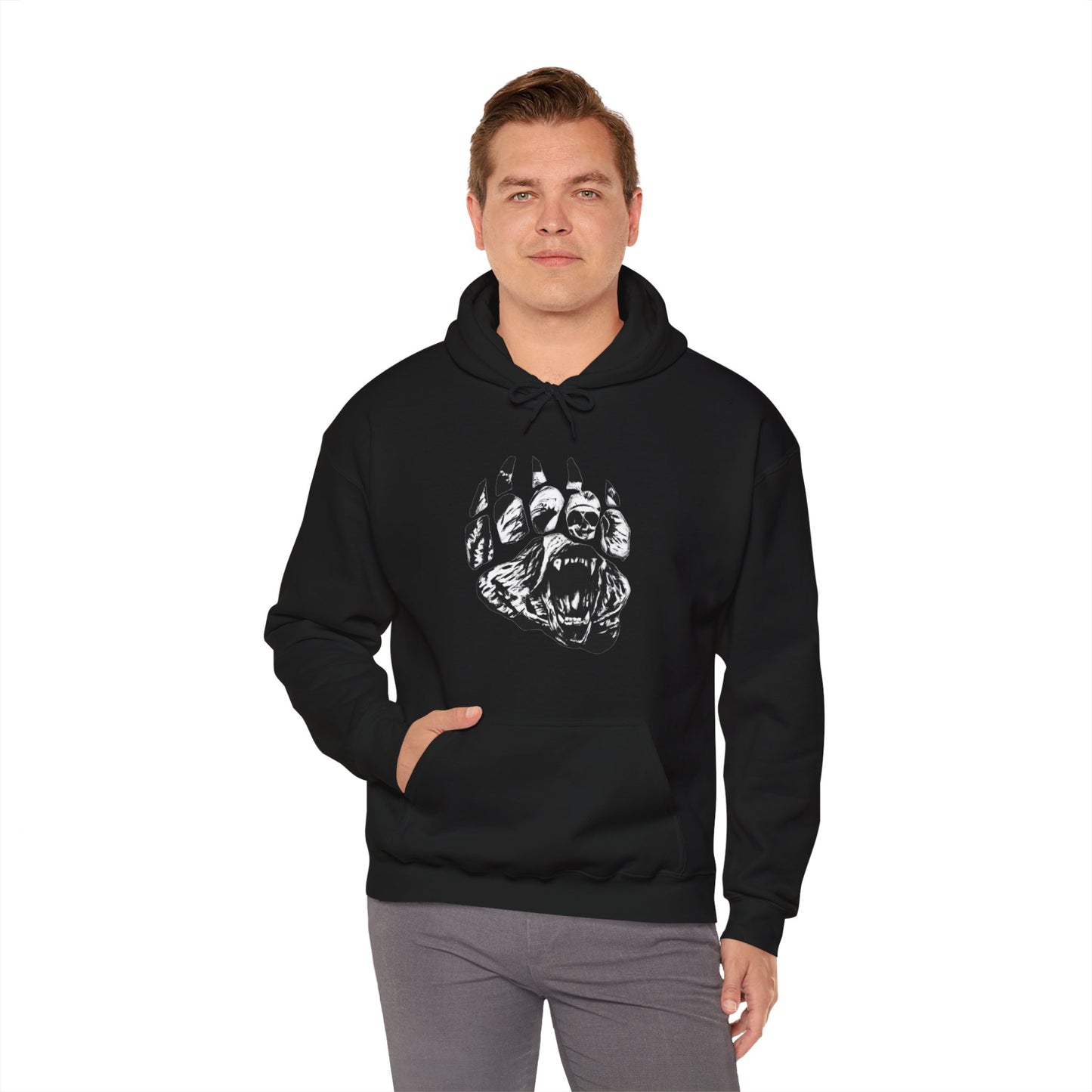 Bear face in bear paw Unisex Heavy Blend™ Hooded Sweatshirt