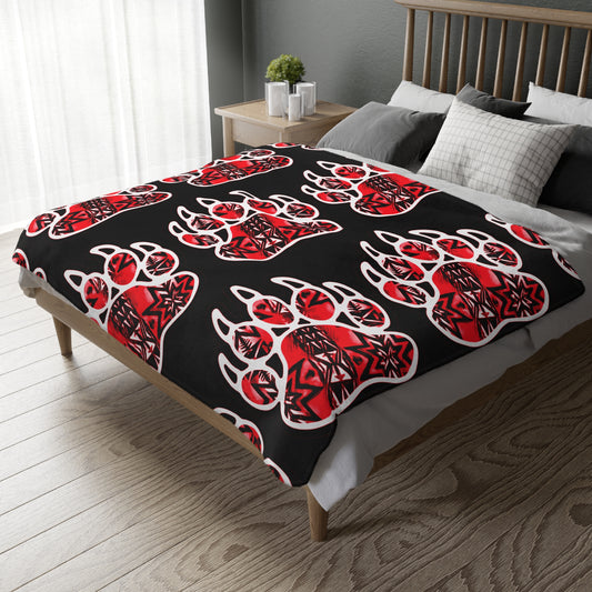 Bear paw/Dragonfly floral Velveteen Microfiber Blanket (Two-sided print)