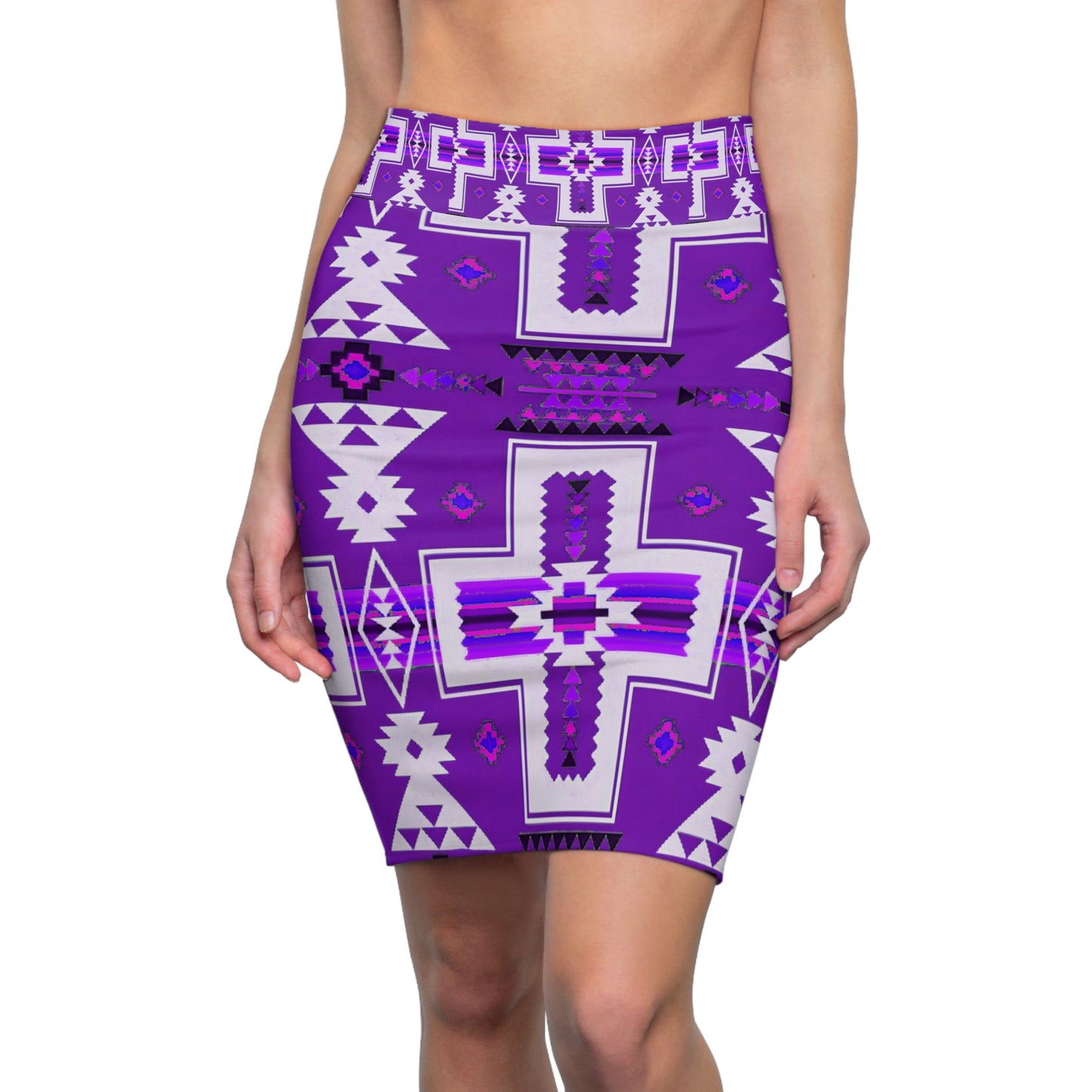 Purple native print Women's Pencil Skirt (AOP)