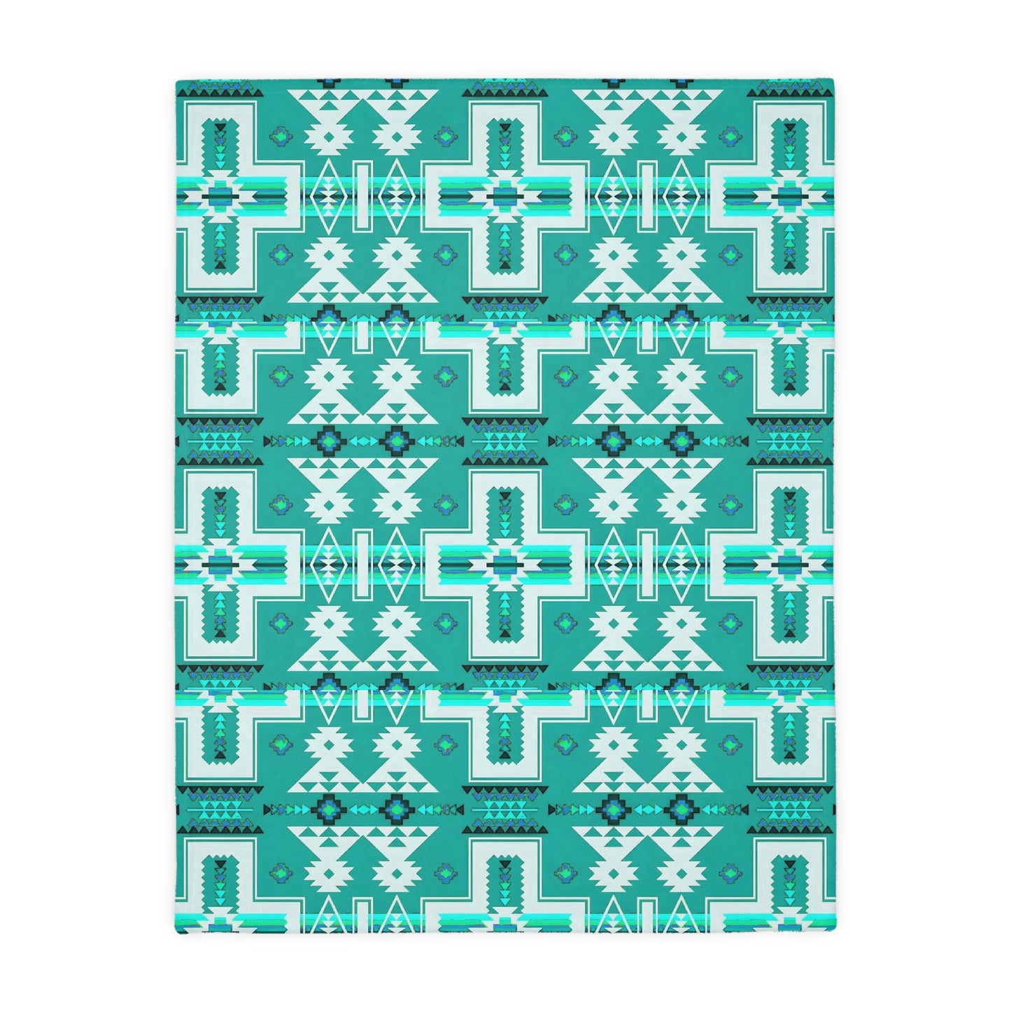 Turquoise/purple Native print Velveteen Microfiber Blanket (Two-sided print)