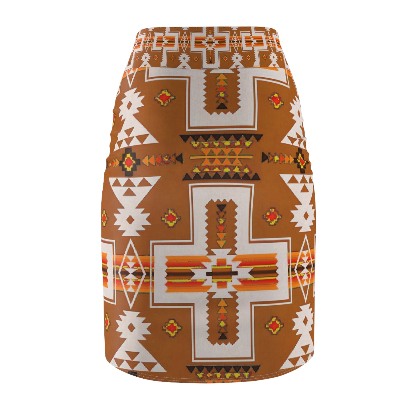 Brown native print Women's Pencil Skirt (AOP)