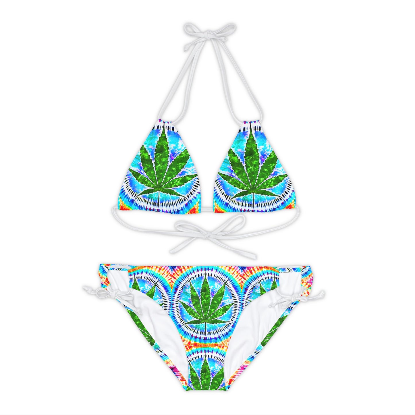 Tie dye THC Strappy Bikini Set (AOP)