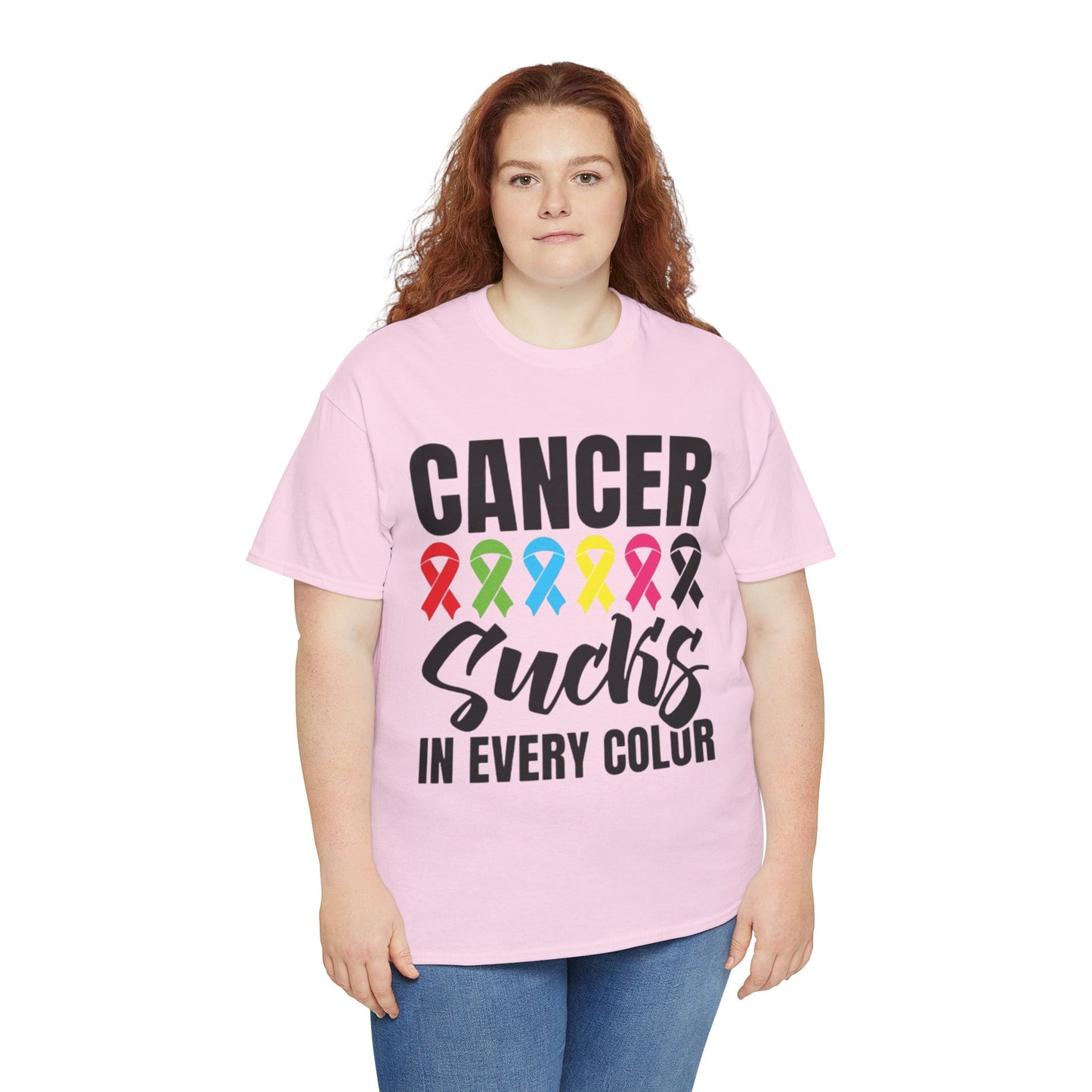 Cancer sucks in every color Unisex Heavy Cotton Tee