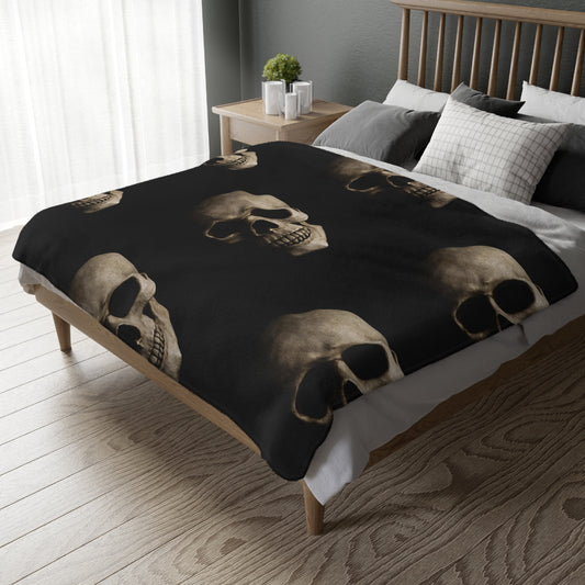 Skulls/Bandana Velveteen Microfiber Blanket (Two-sided print)