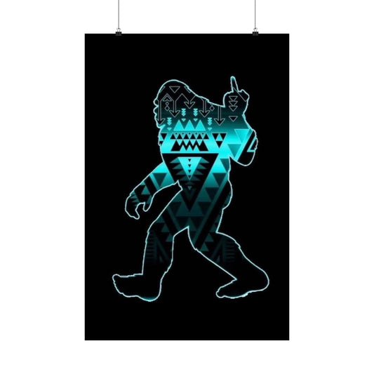 Sasquatch flipping the bird Matte Vertical Posters