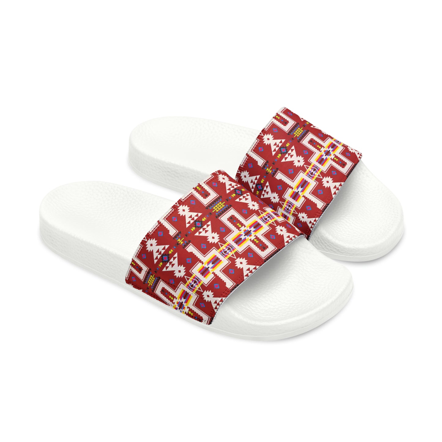 Red native print Women's PU Slide Sandals