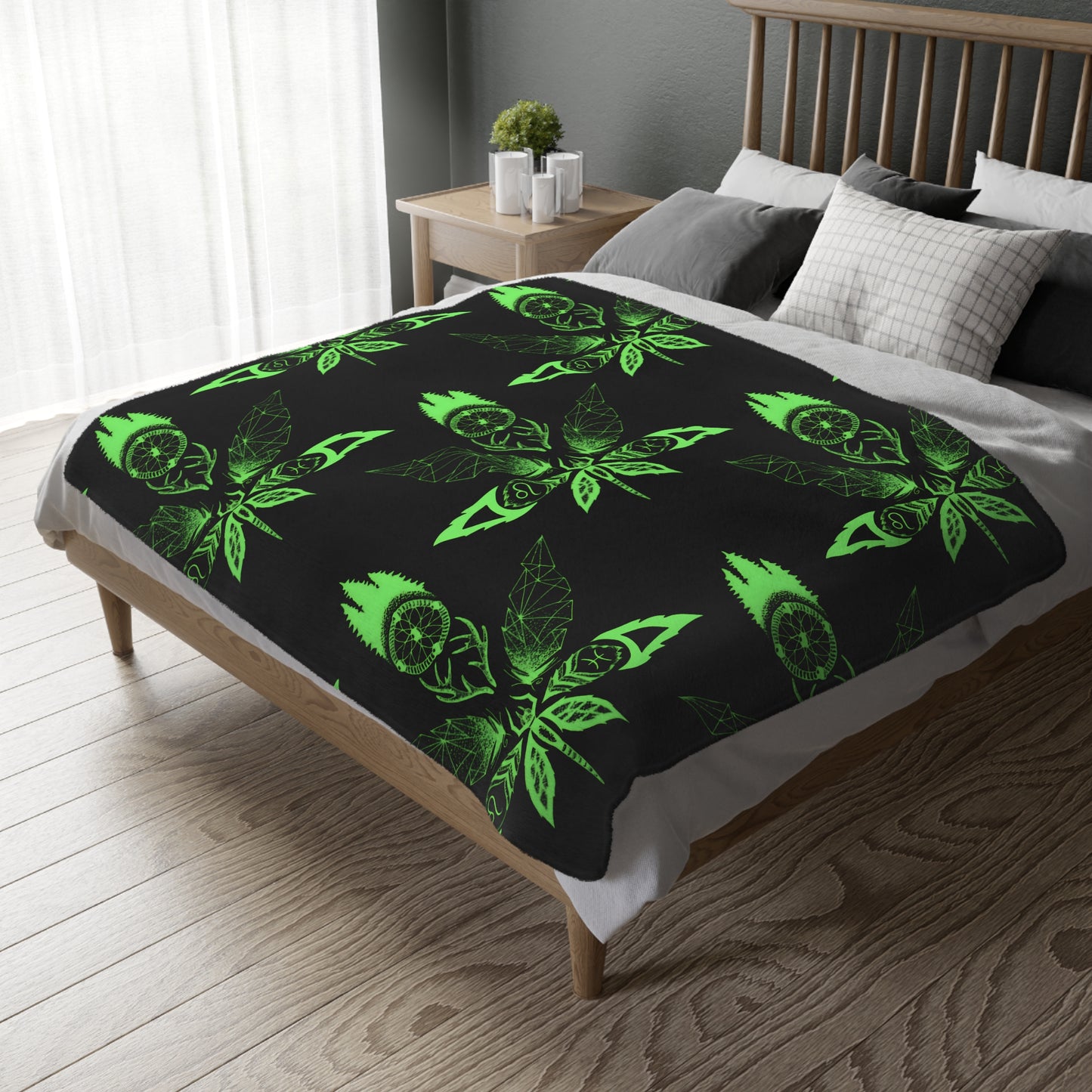 Healing Marijuana Velveteen Microfiber Blanket (Two-sided print)