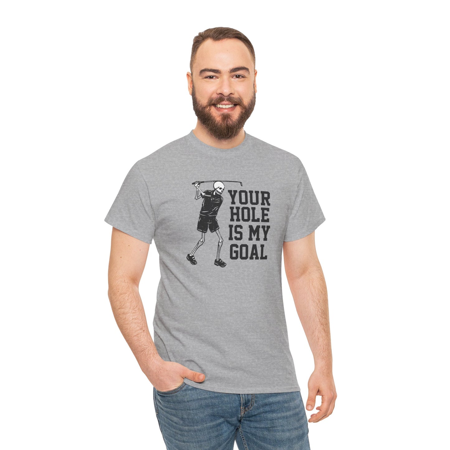 Your hole is my goal (golf) Unisex Heavy Cotton Tee