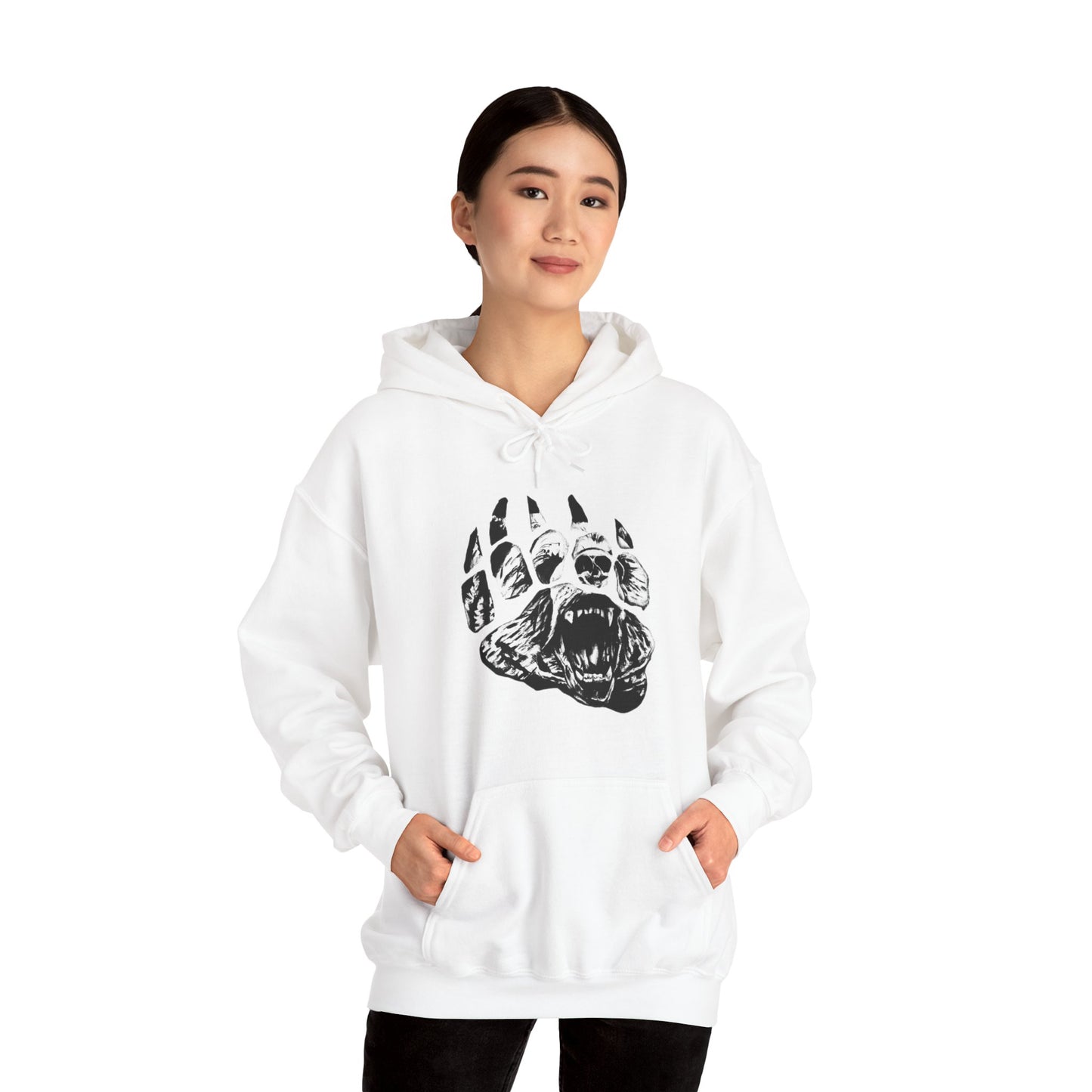 Bear face in bear paw Unisex Heavy Blend™ Hooded Sweatshirt