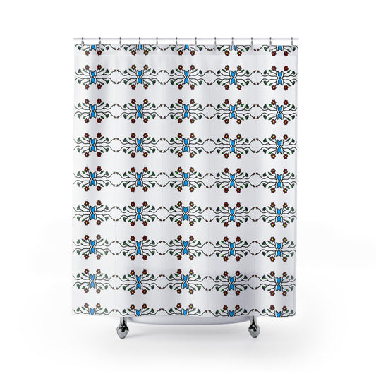 indigenous floral print Shower Curtains