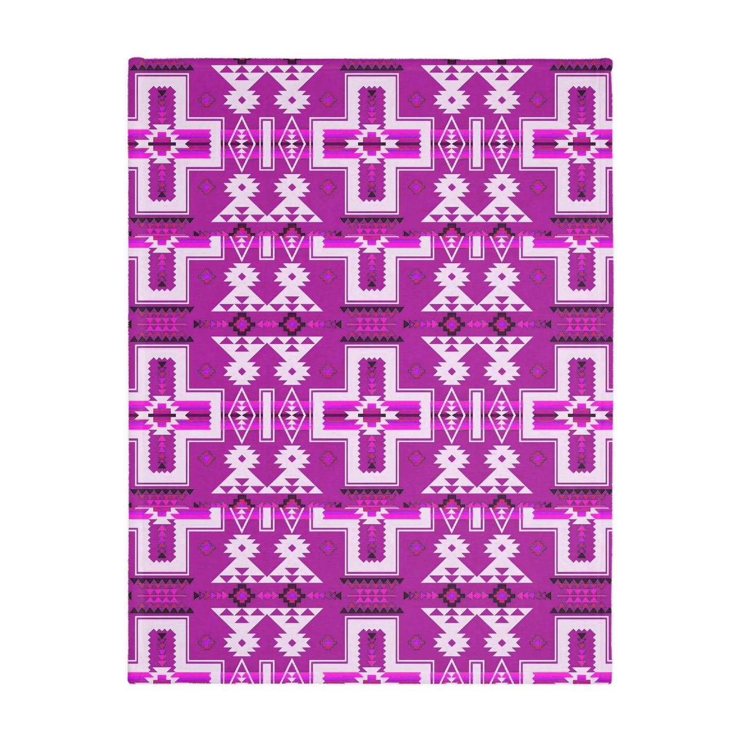 Turquoise/purple Native print Velveteen Microfiber Blanket (Two-sided print)