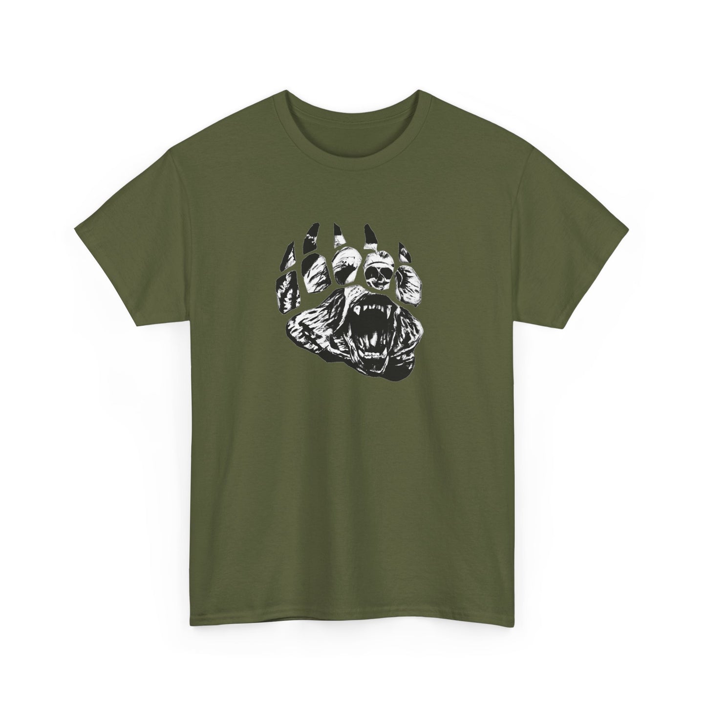 Bear face in bear paw Unisex Heavy Cotton Tee
