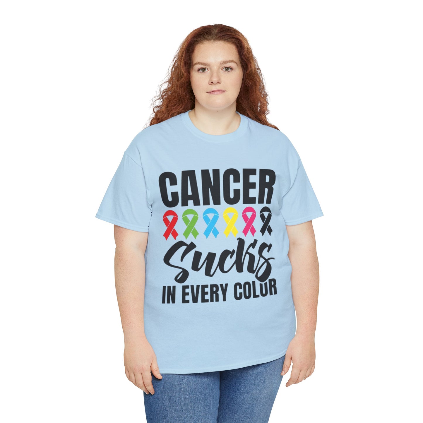 Cancer sucks in every color Unisex Heavy Cotton Tee