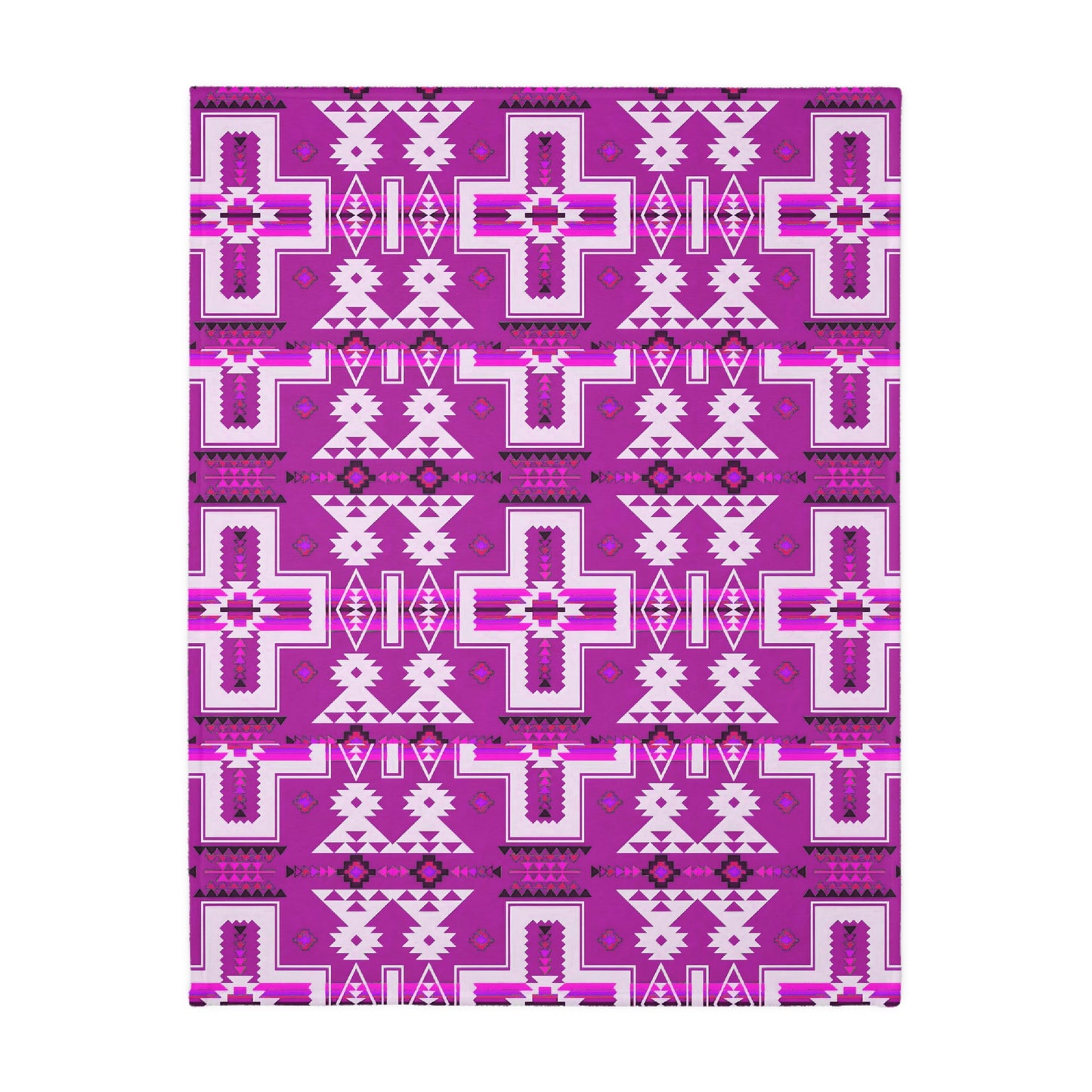 Turquoise/purple Native print Velveteen Microfiber Blanket (Two-sided print)