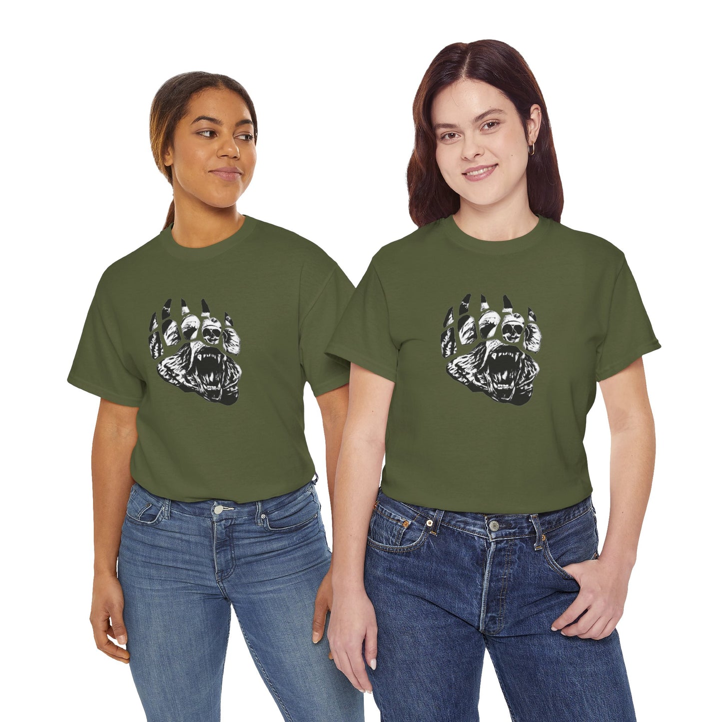 Bear face in bear paw Unisex Heavy Cotton Tee