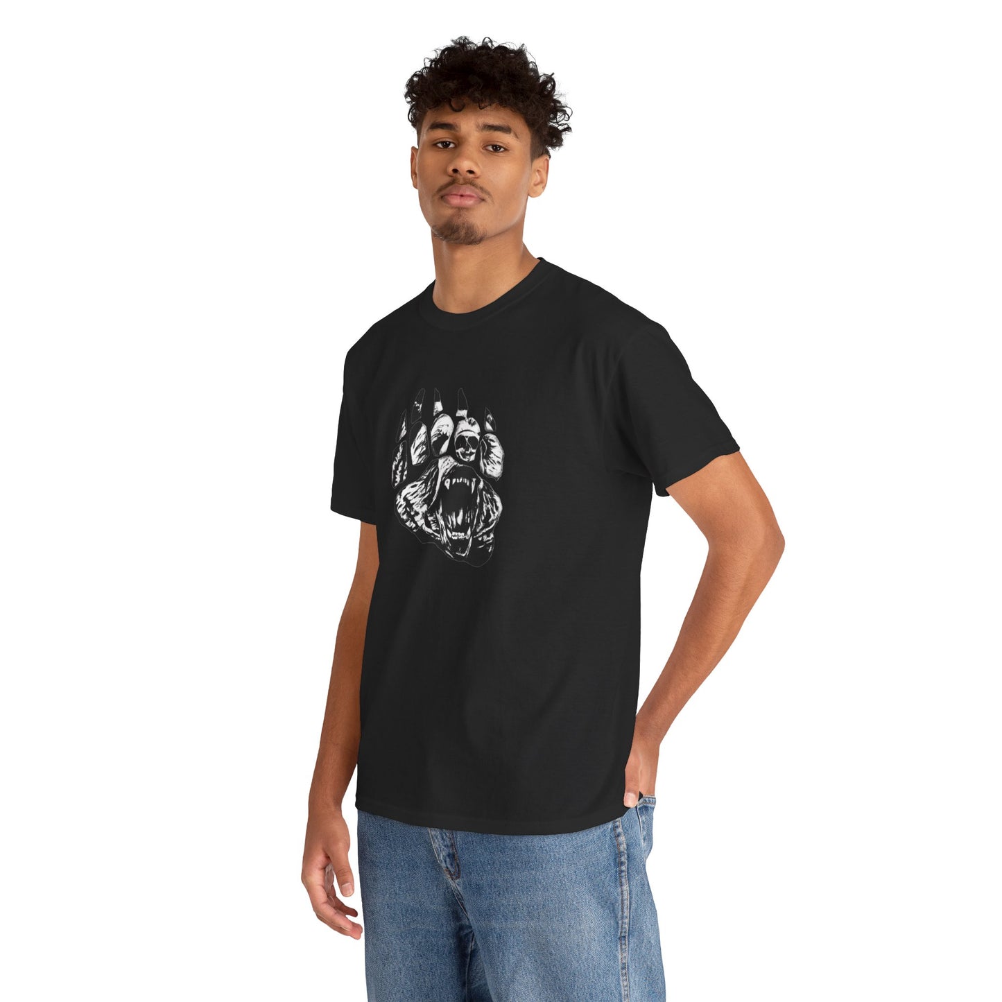 Bear face in bear paw Unisex Heavy Cotton Tee