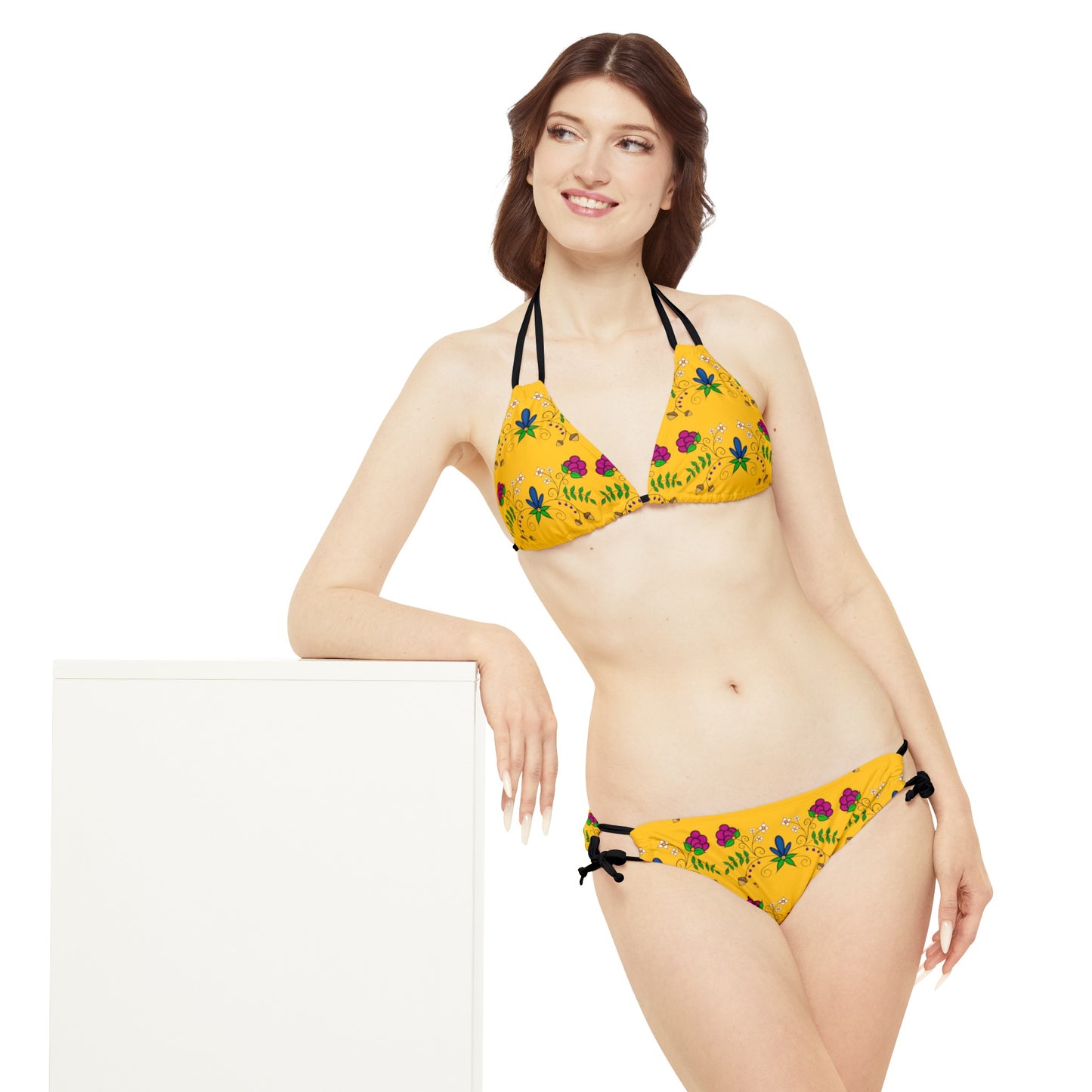 Indigenous Floral Strappy Bikini Set (AOP)