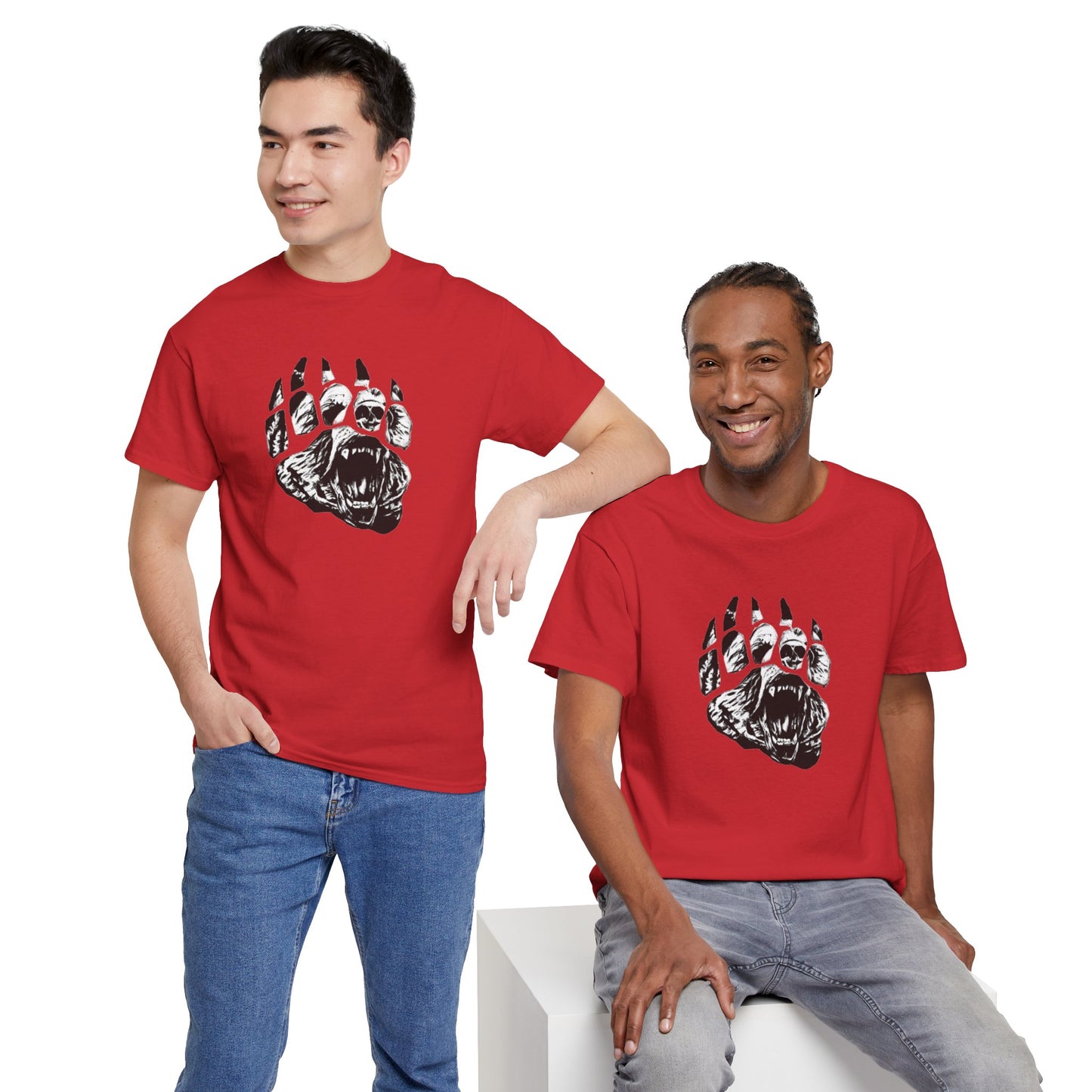 Bear face in bear paw Unisex Heavy Cotton Tee