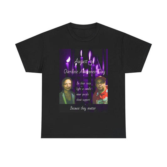 Unisex Heavy Cotton Tee for Overdose Awareness Day, Love, Support, Protest, Mental Health, Candle Theme Shirt