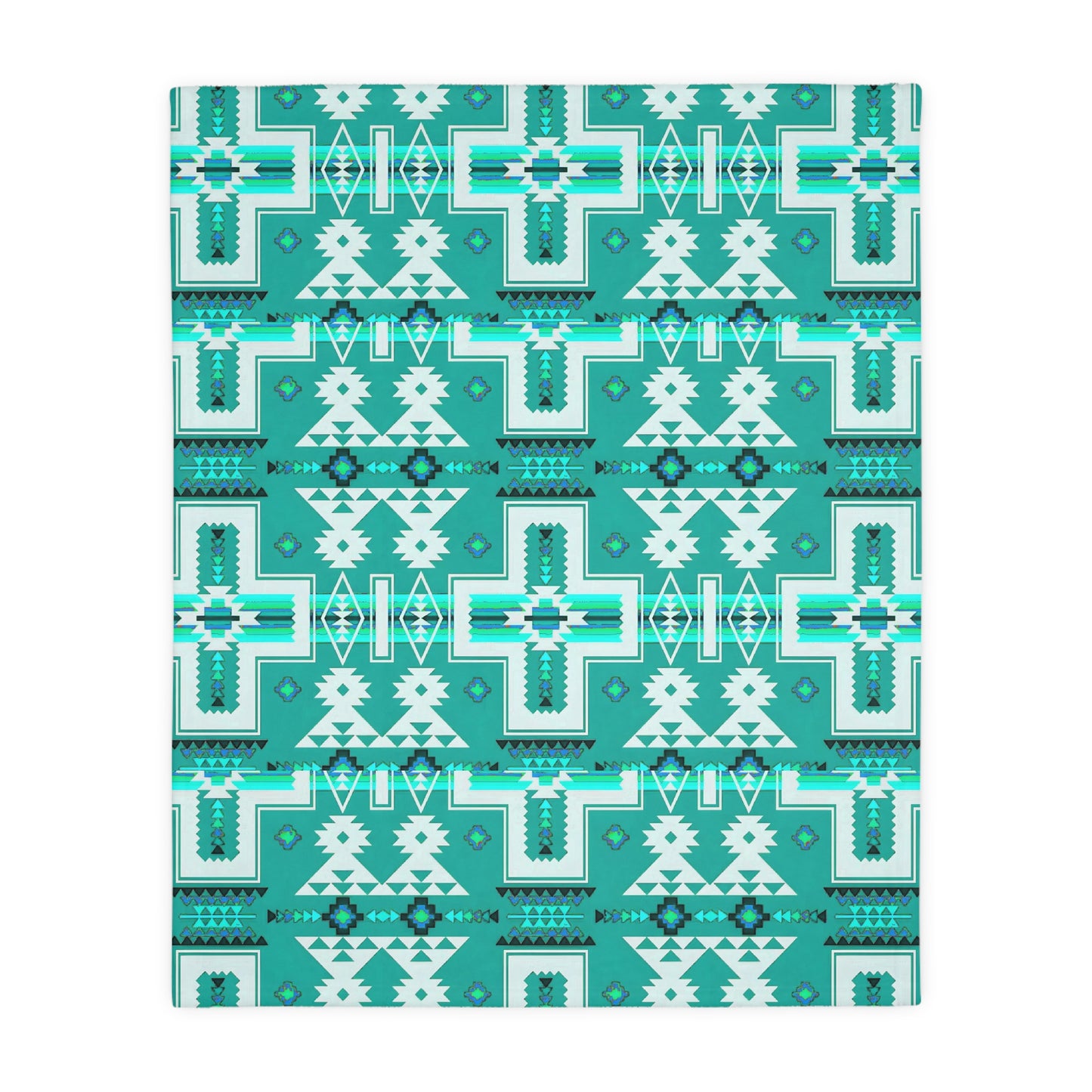 Turquoise/purple Native print Velveteen Microfiber Blanket (Two-sided print)