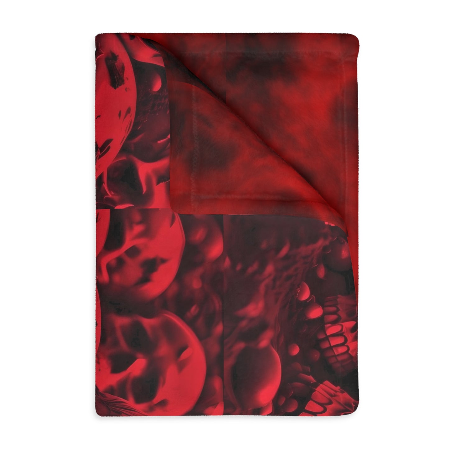 Red Skulls/Red Smoke Velveteen Microfiber Blanket (Two-sided print)