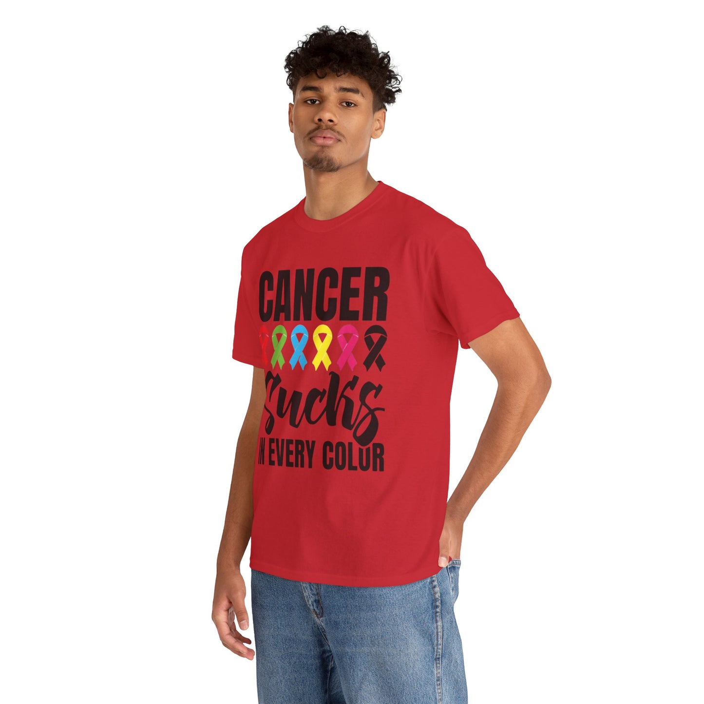 Cancer sucks in every color Unisex Heavy Cotton Tee