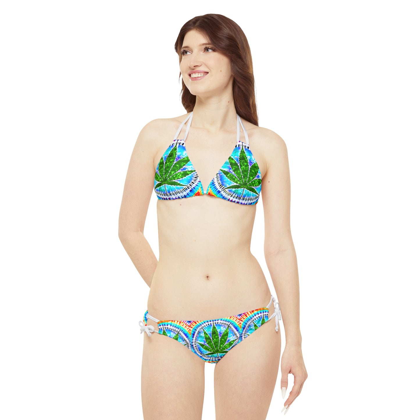 Tie dye THC Strappy Bikini Set (AOP)