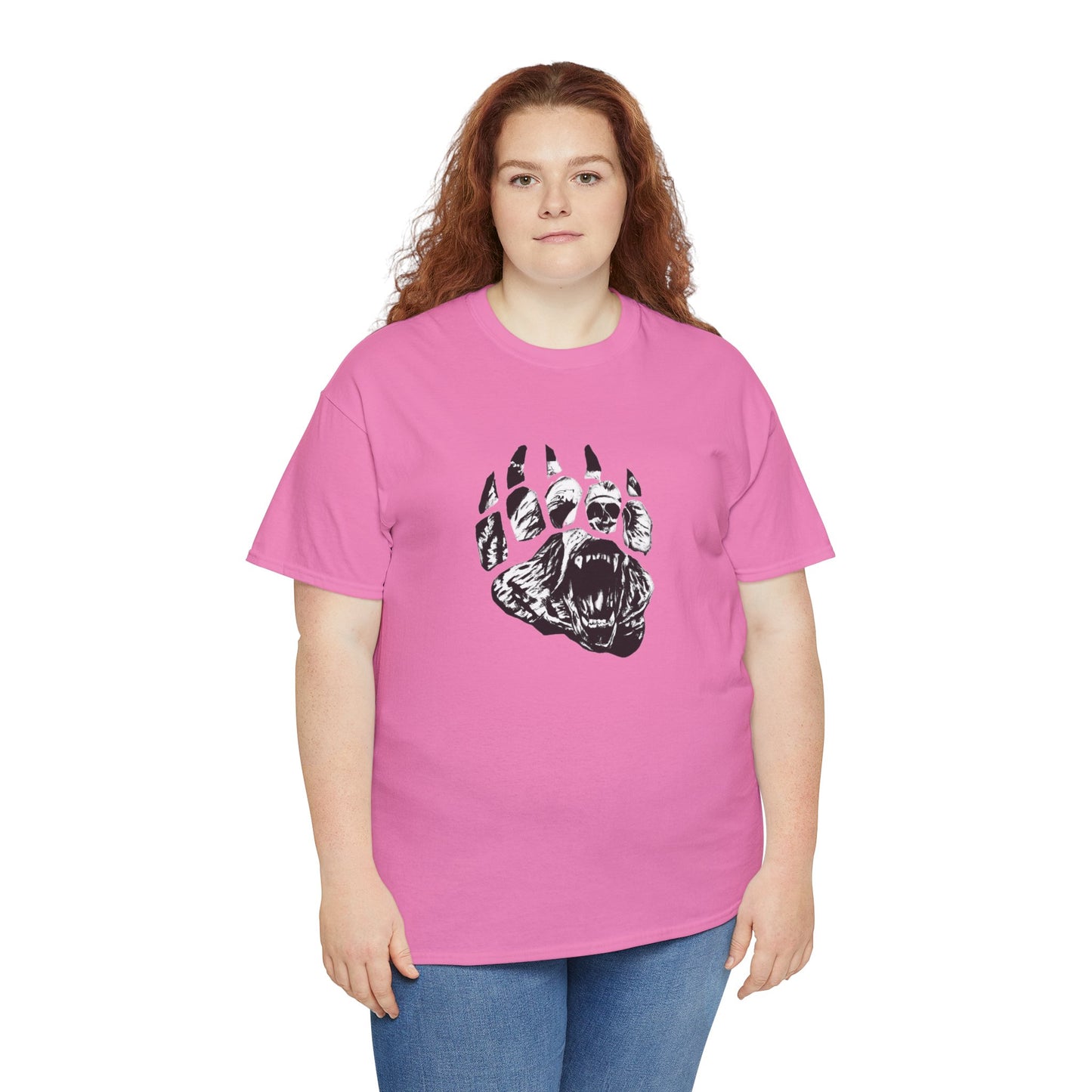 Bear face in bear paw Unisex Heavy Cotton Tee